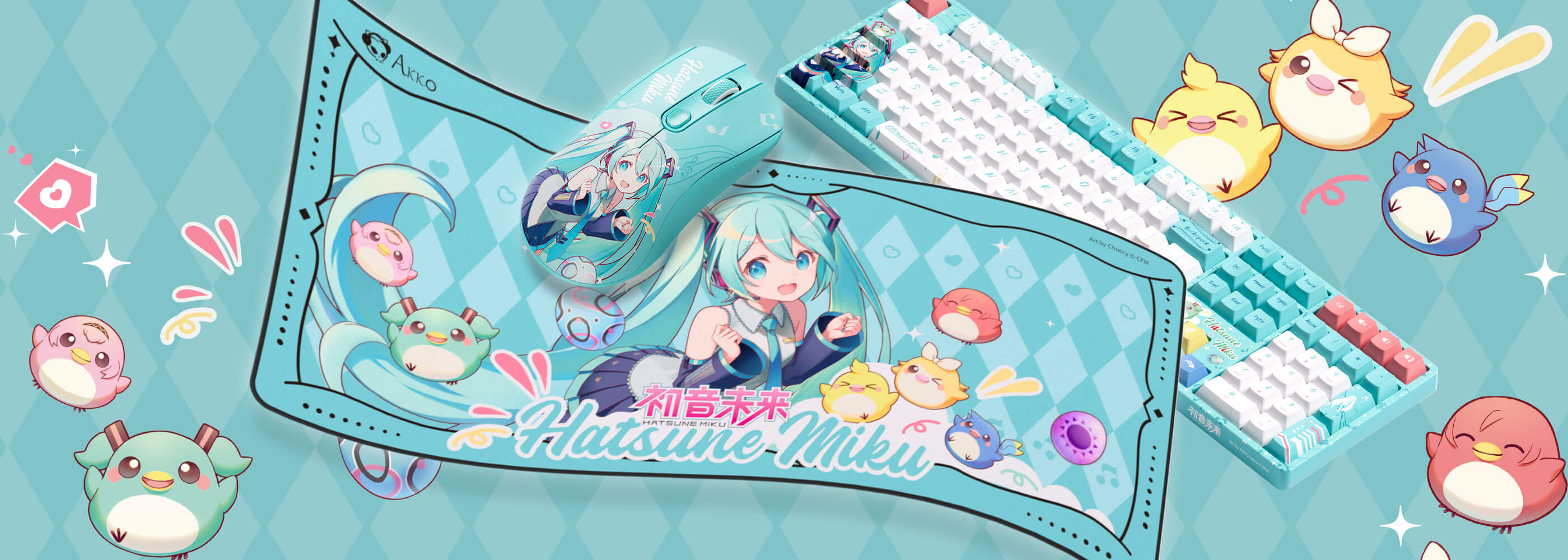 AG ONE 3950 Hatsune Miku Gaming Mouse Keyboard and Mouse Pad