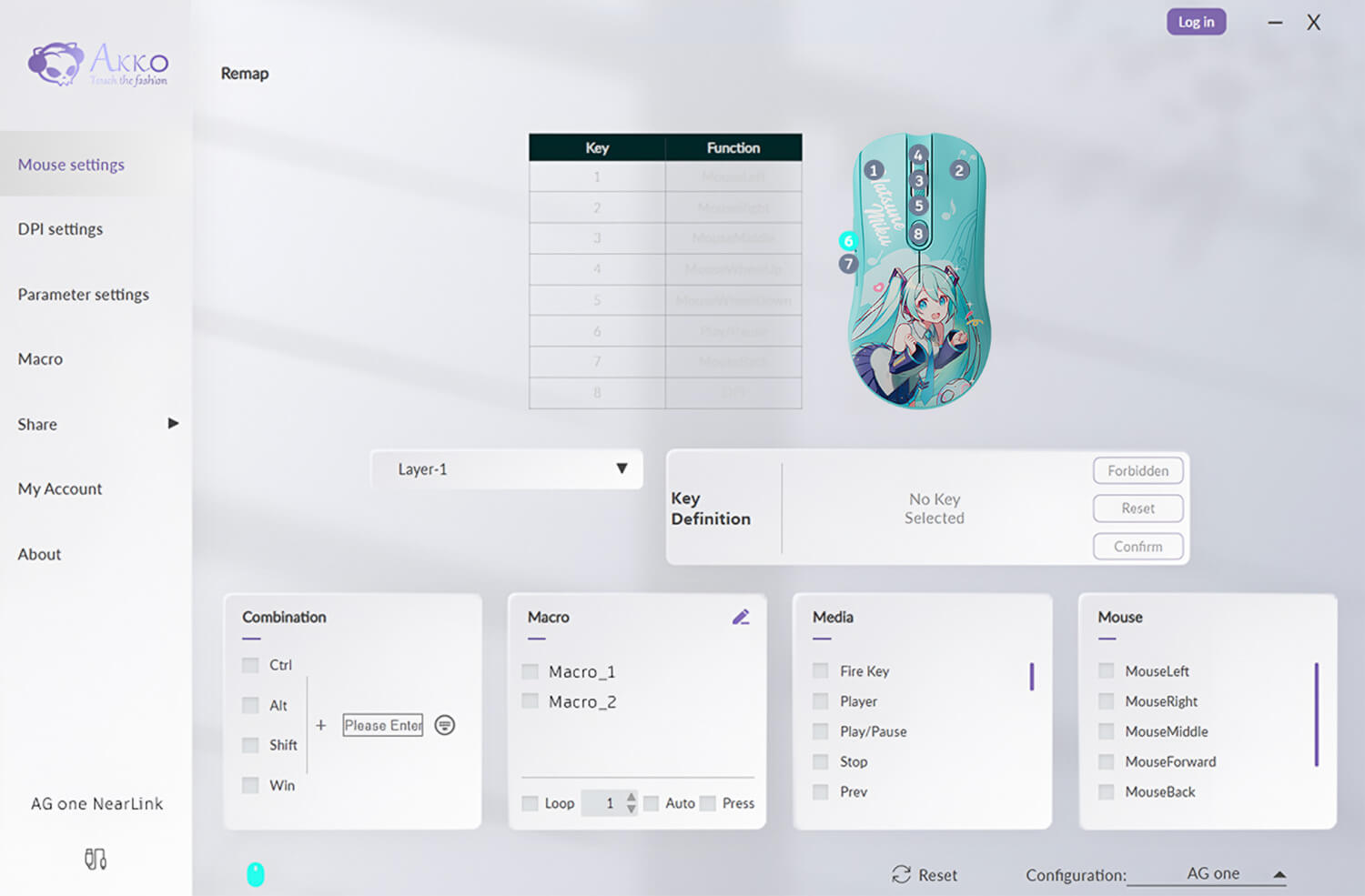 AG ONE 3950 Hatsune Miku Gaming Mouse Akko Cloud Driver