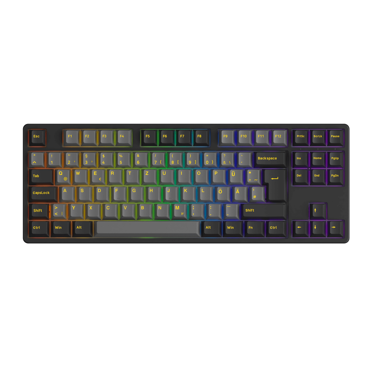 Akko Black & Gold 5087S ISO DE Keyboard with RGB on