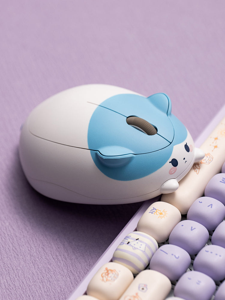 Akko Blue and White Cat Theme Mouse and Keyboard