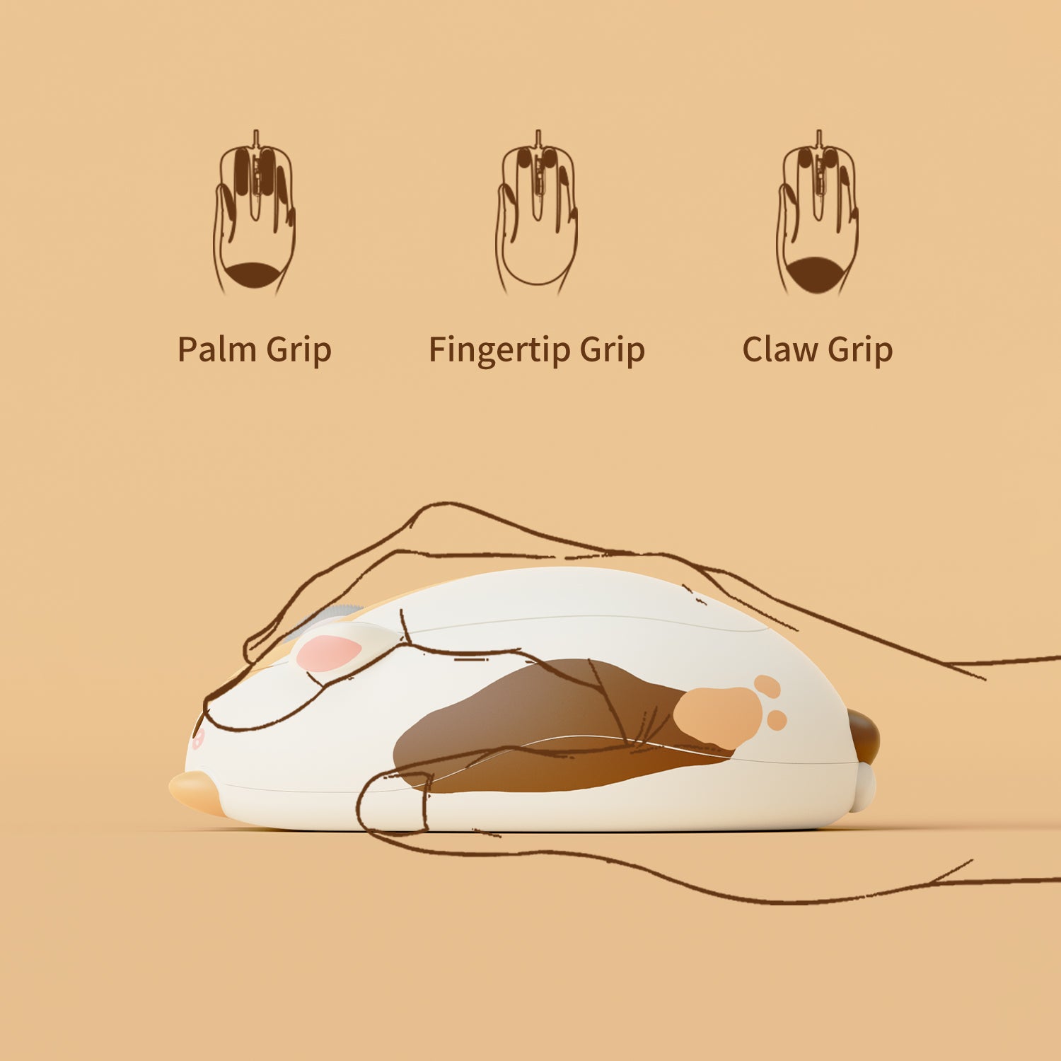 Akko Fortune Cat Theme Mouse Ergonomically Design