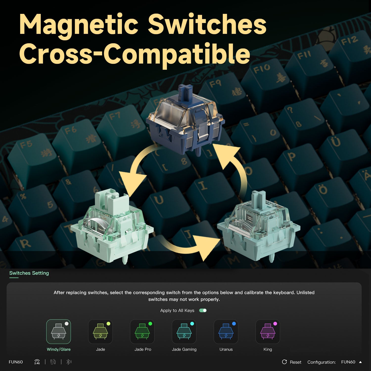 MOD 007 V3 HE Year of Dragon Hall Effect Keyboard Magnetic Switches Cross Compatible
