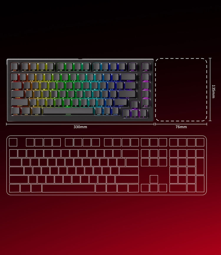 Akko TAC75 HE Magnetic Keyboards Shine Through Black Size