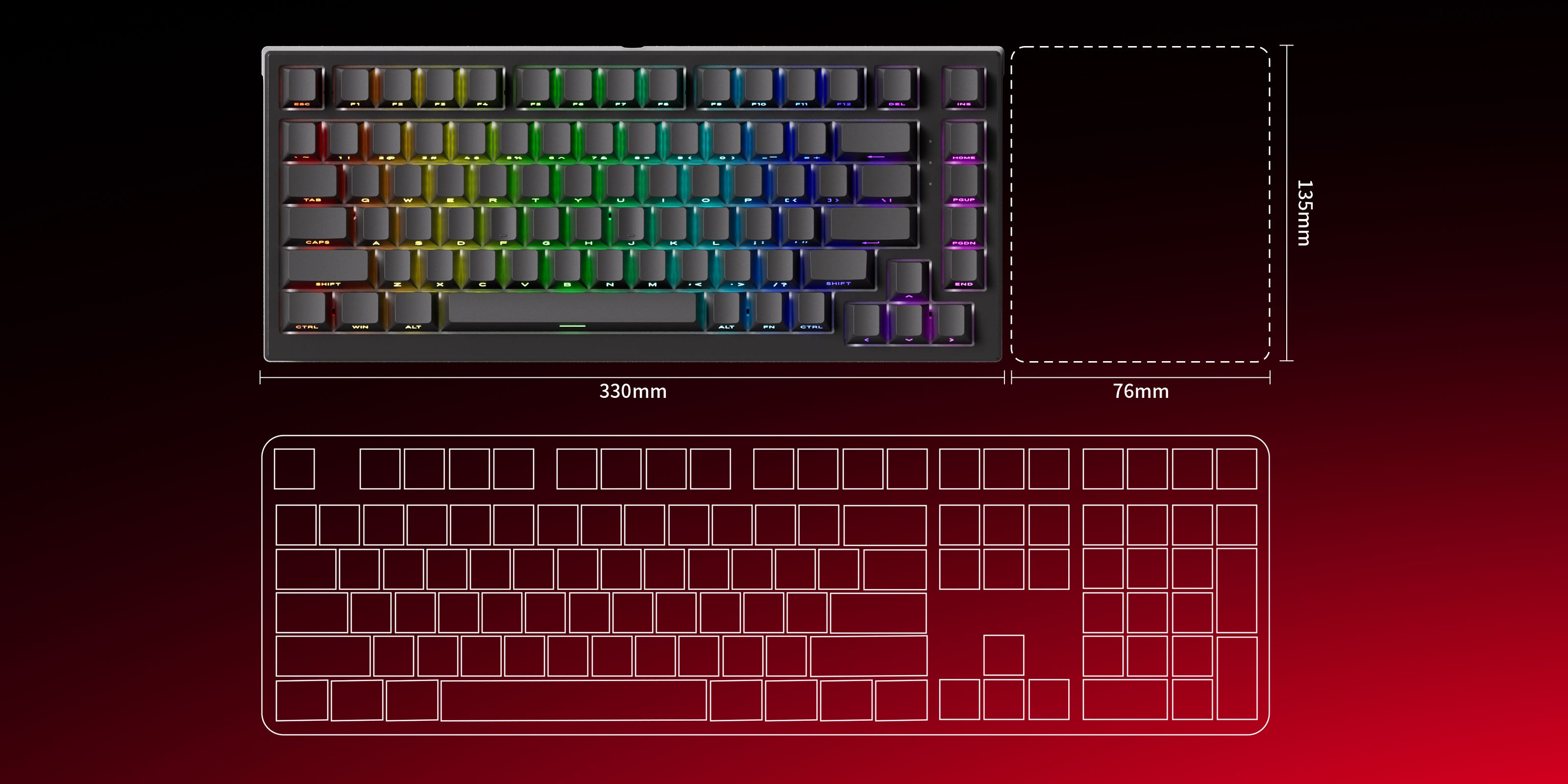 Akko TAC75 HE Magnetic Keyboards Shine Through Black Size
