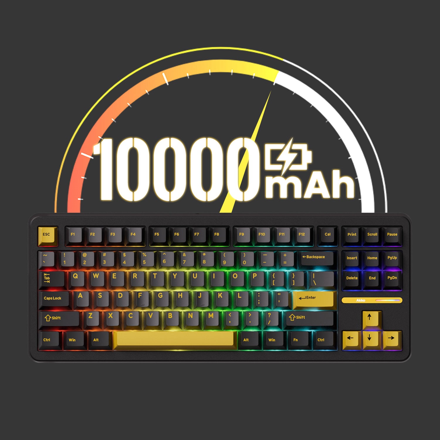 Akko TAC87 Black Gold Mechanical Keyboard 10000mAh Batery