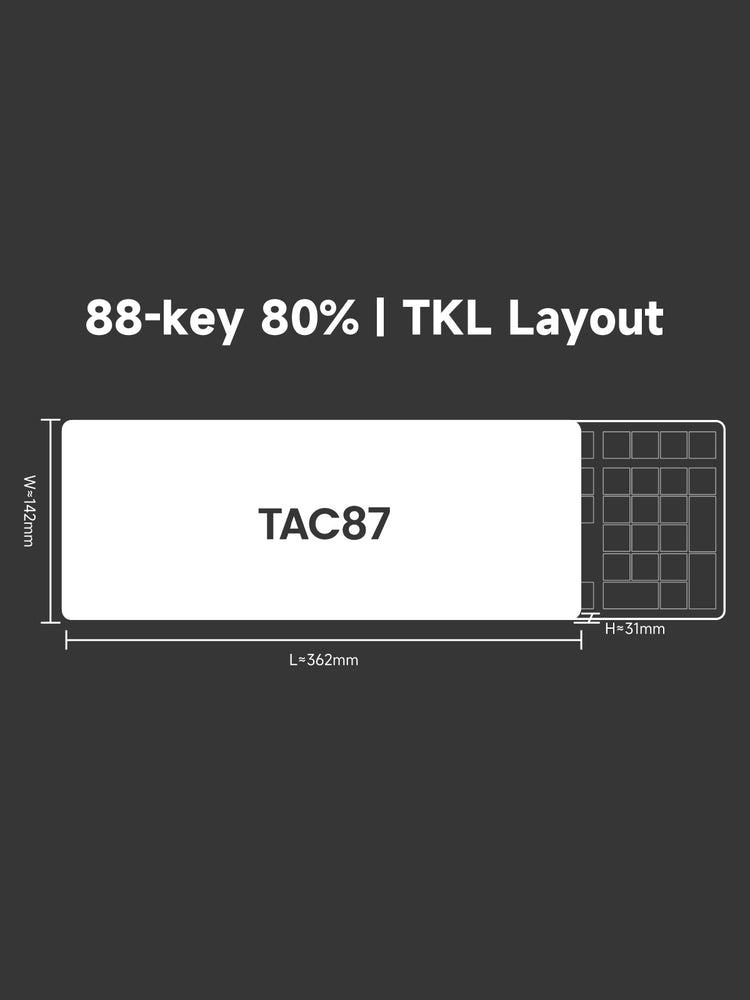 Akko TAC87 Black Gold Mechanical Keyboard Size