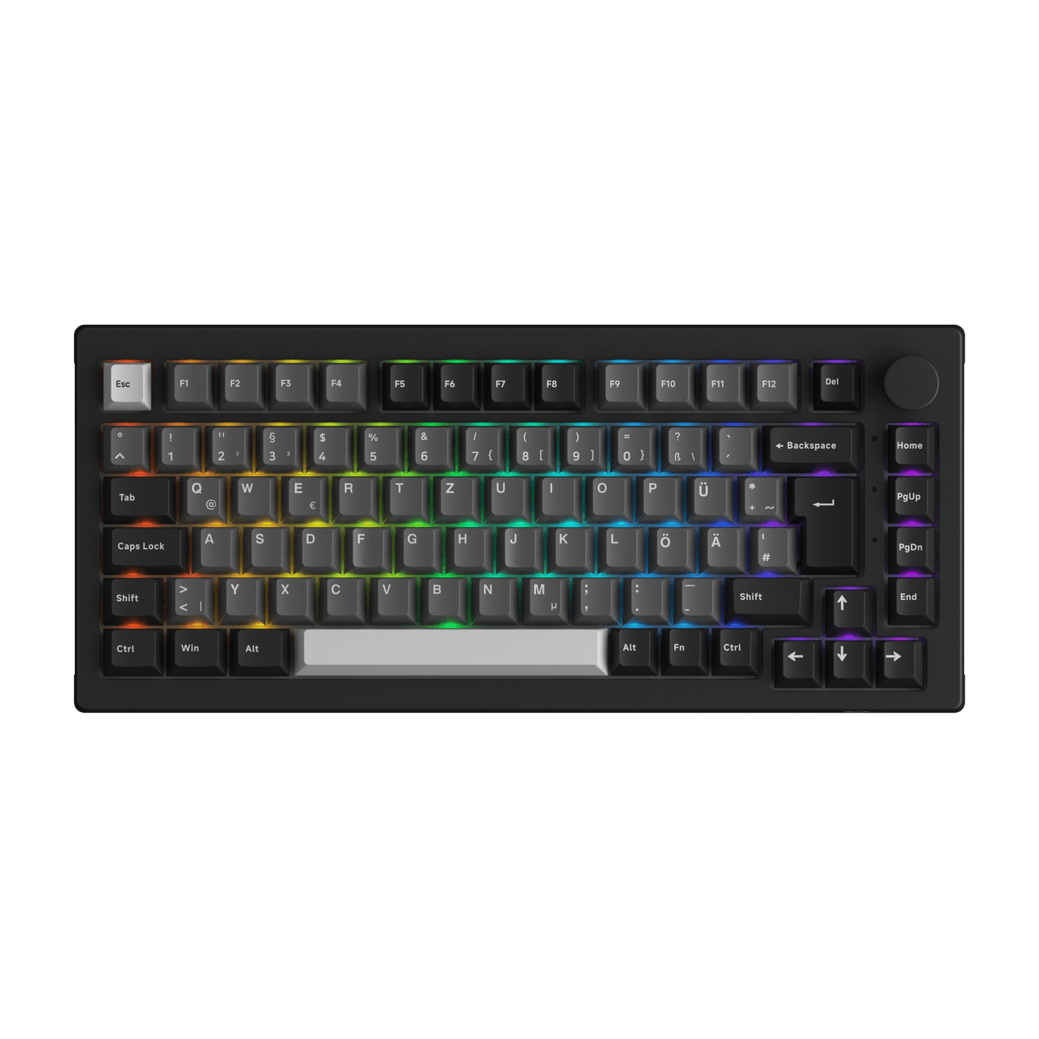 South facing rgb of Black & Silver 5075B Plus ISO Tastatur