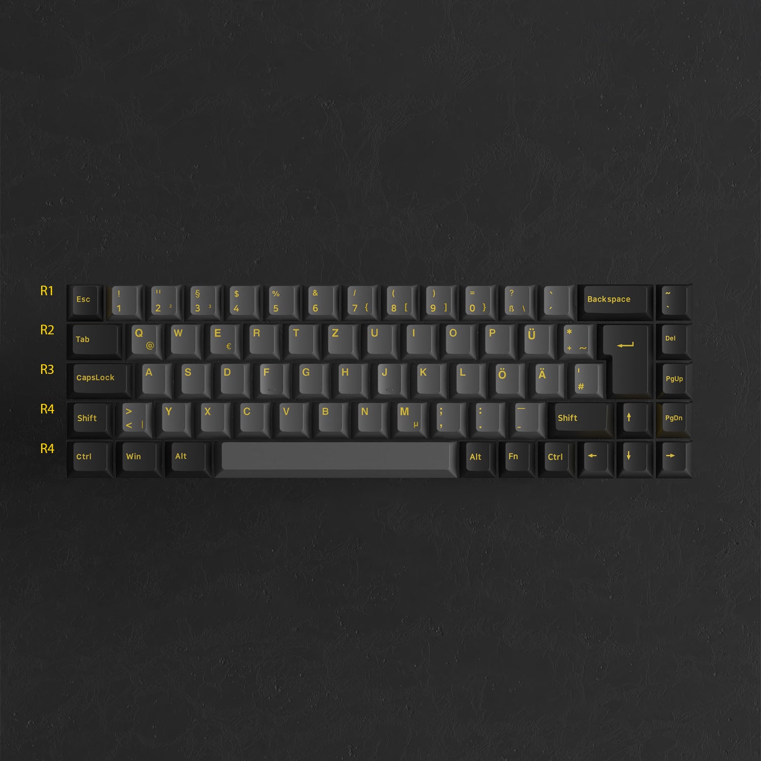 Black & Gold ISO DE Tastenkappen Set (69-Tasten) row height
