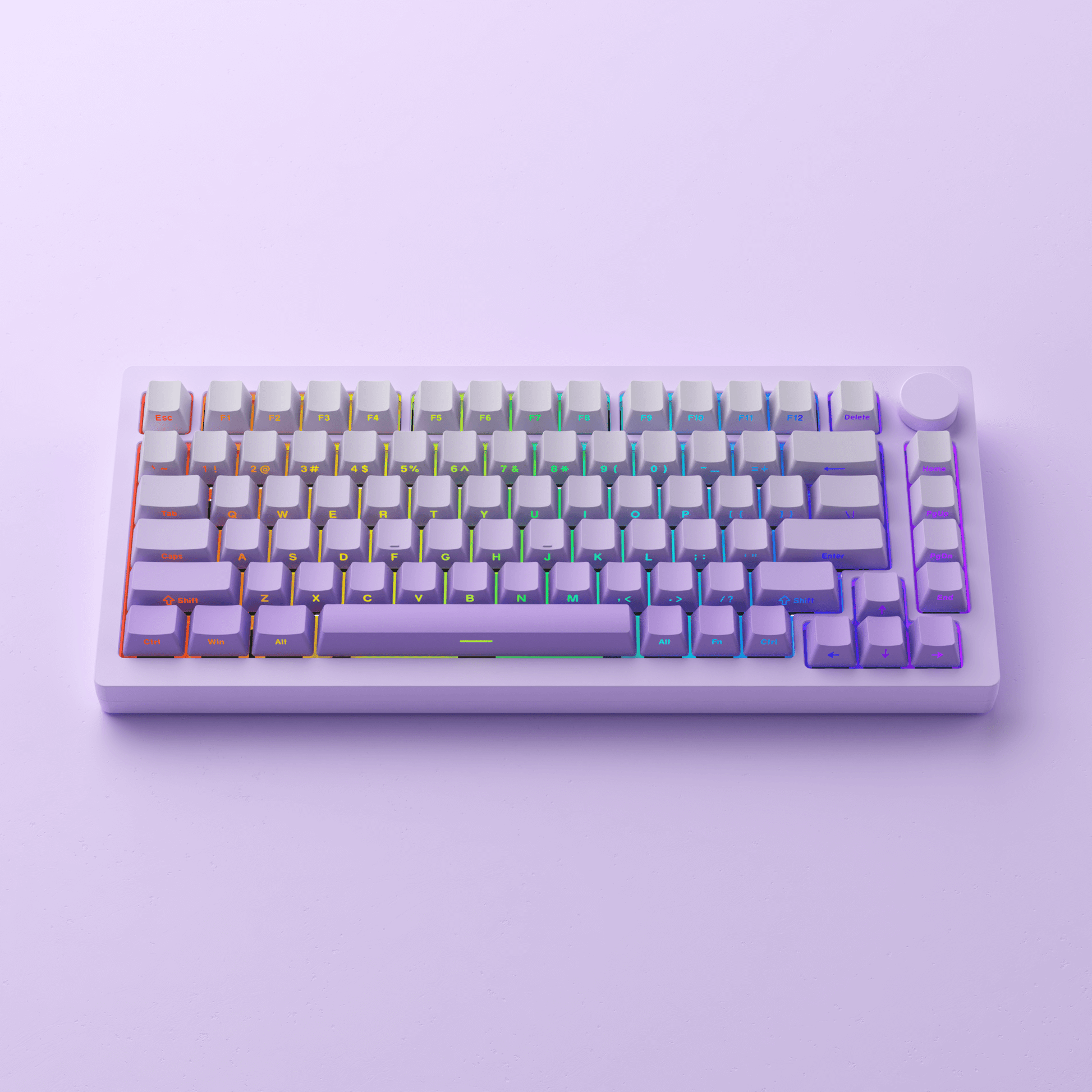 MonsGeek M1W V3 SP keyboard lilac purple theme with rgb side printed keycaps