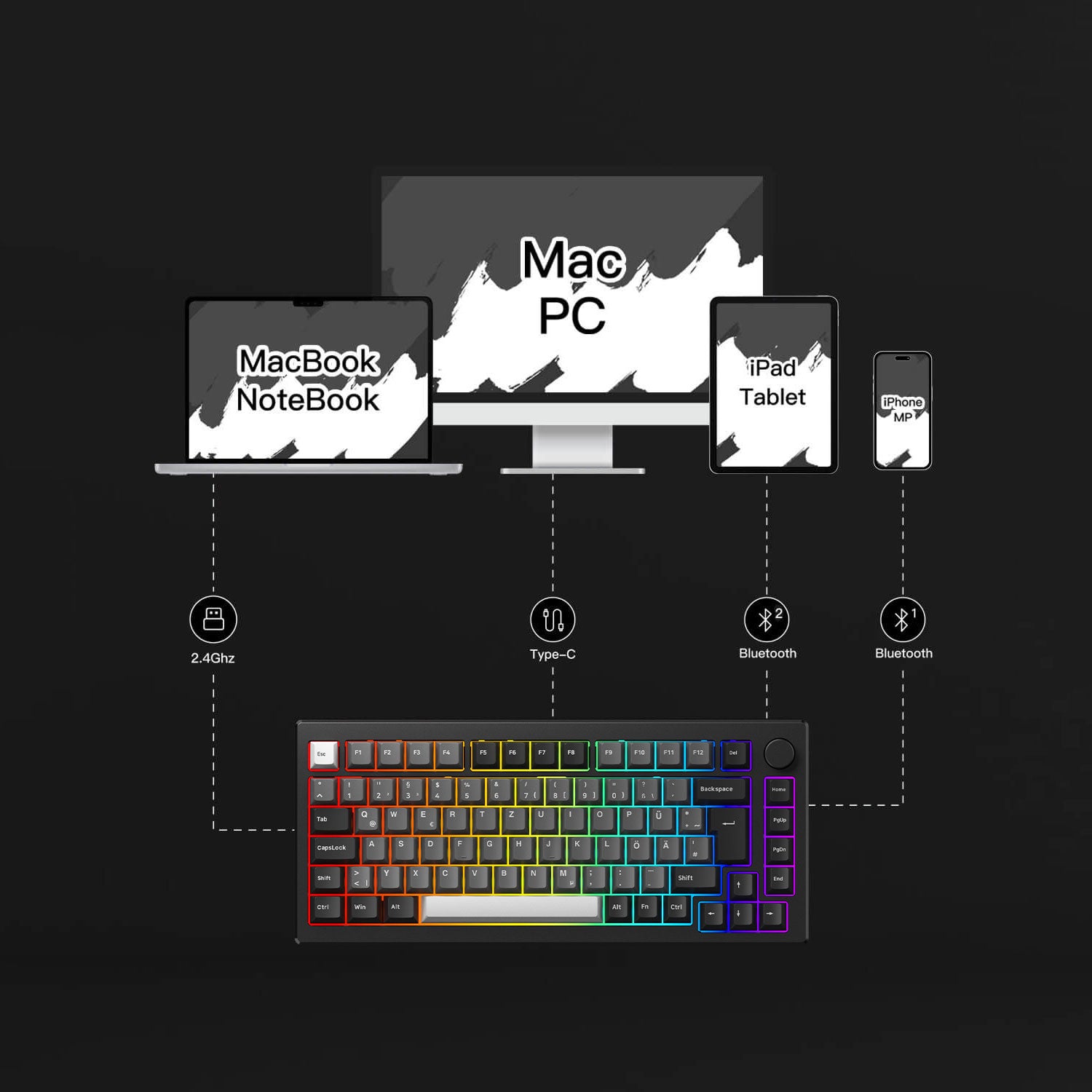 Akko MOD 007B HE Black & Silver ISO Keyboard Multi-Mode