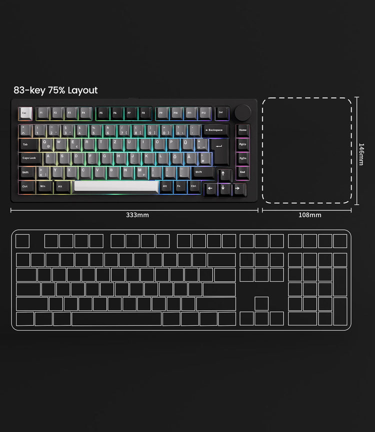 MonsGeek M1 V5 VIA Custom Mechanical Keyboard Size