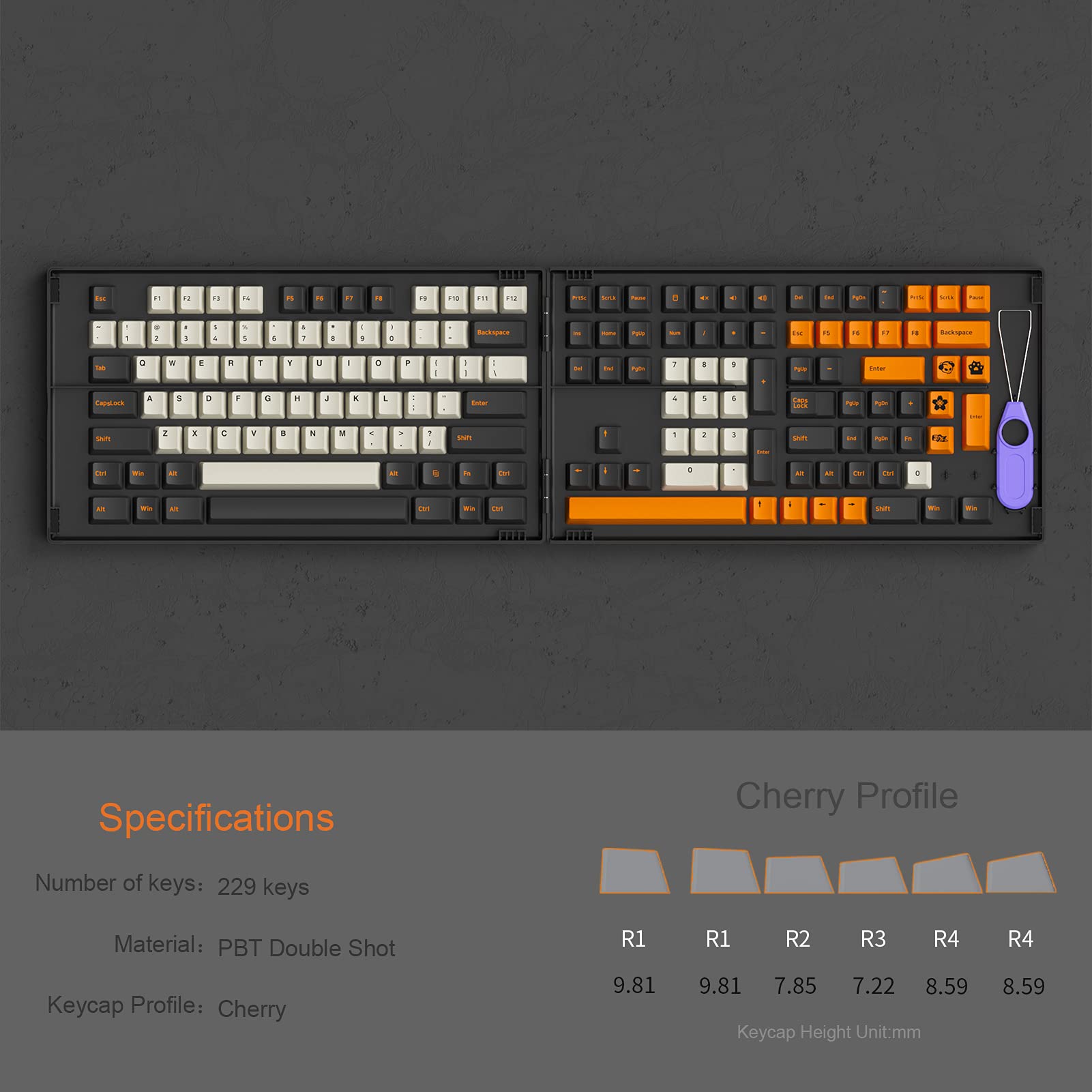 (Discontinued) Cherry/ASA/ASA-Low Carbon Retro Keycap Set