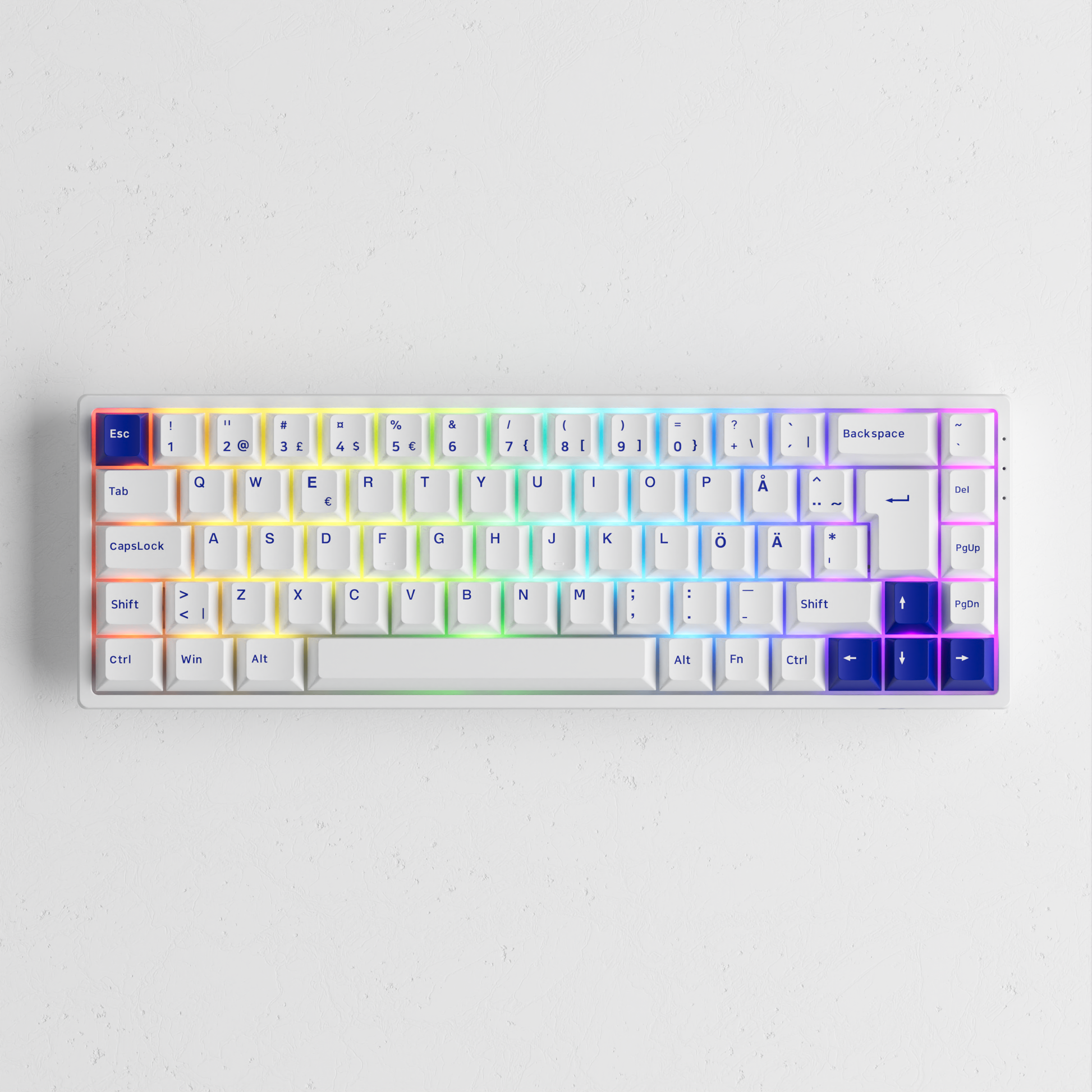 Blue on White 3068B Plus ISO DE/Nordic Keyboard with rgb