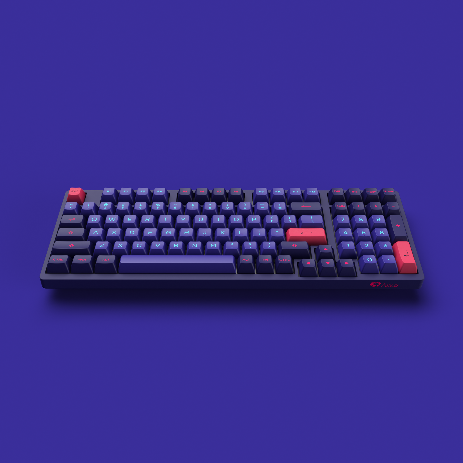 Akko Neon 3098 Keyboard in the blue background