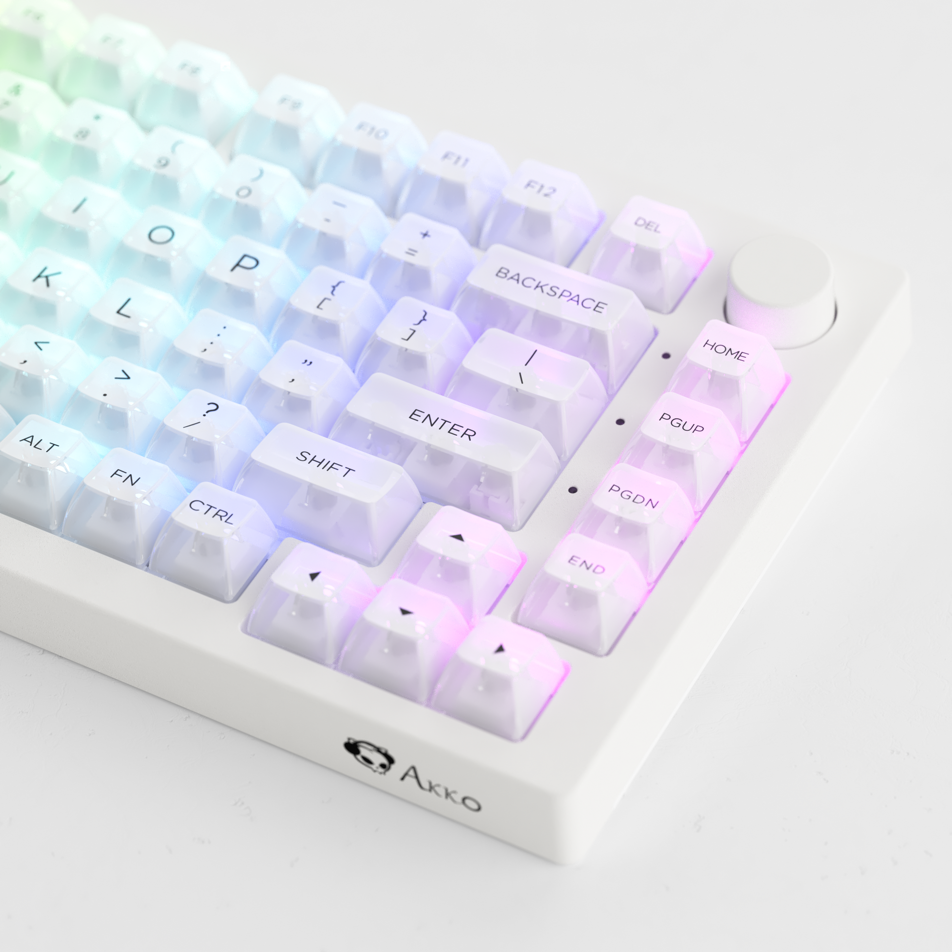 White 5075B Plus ASA Clear Mechanical Keyboard Keycap Details with RGB