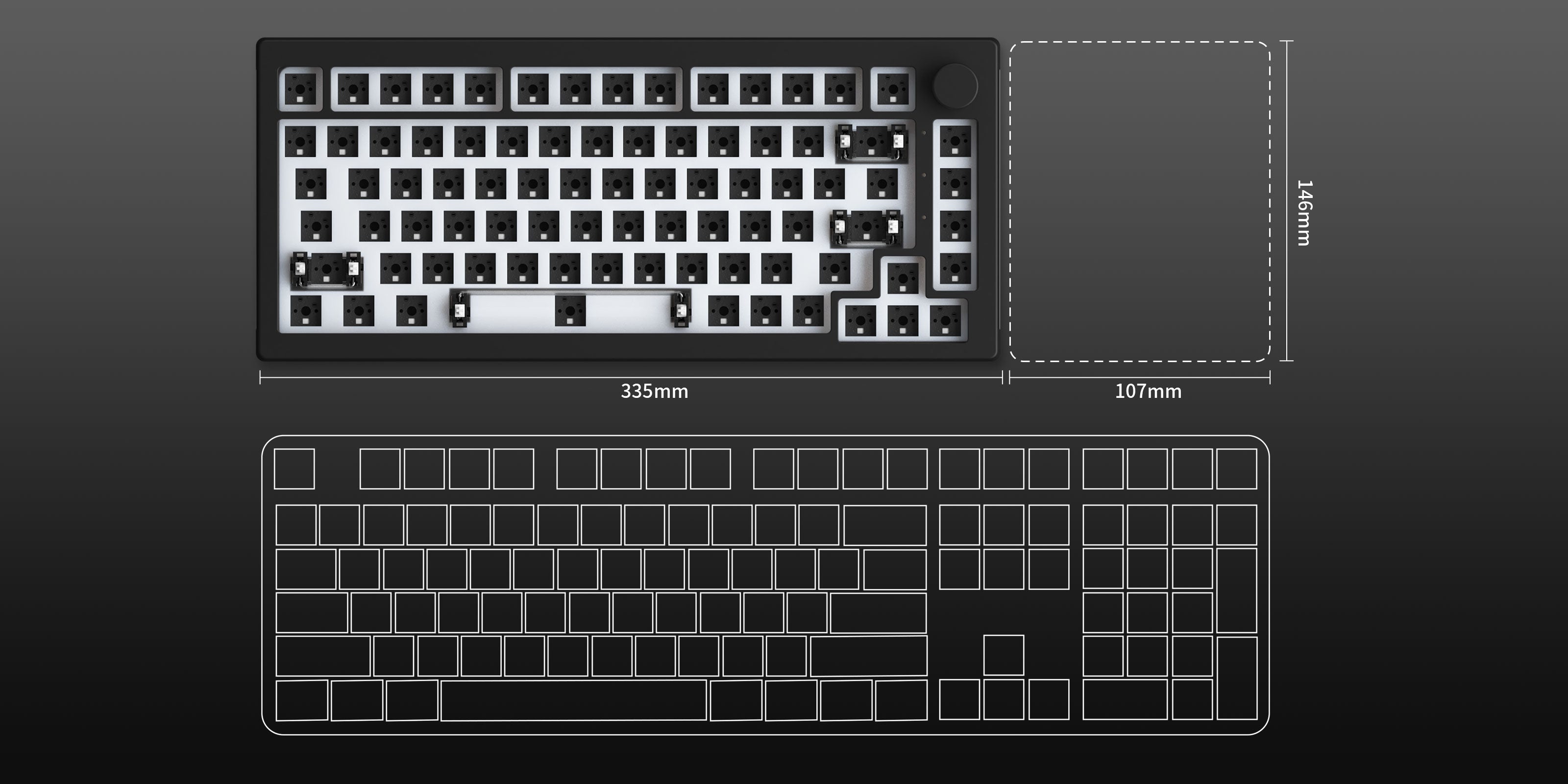 Dark night 5075S VIA DIY Kit size