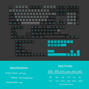 Black & Cyan Tastenkappen Set (197 Tasten)