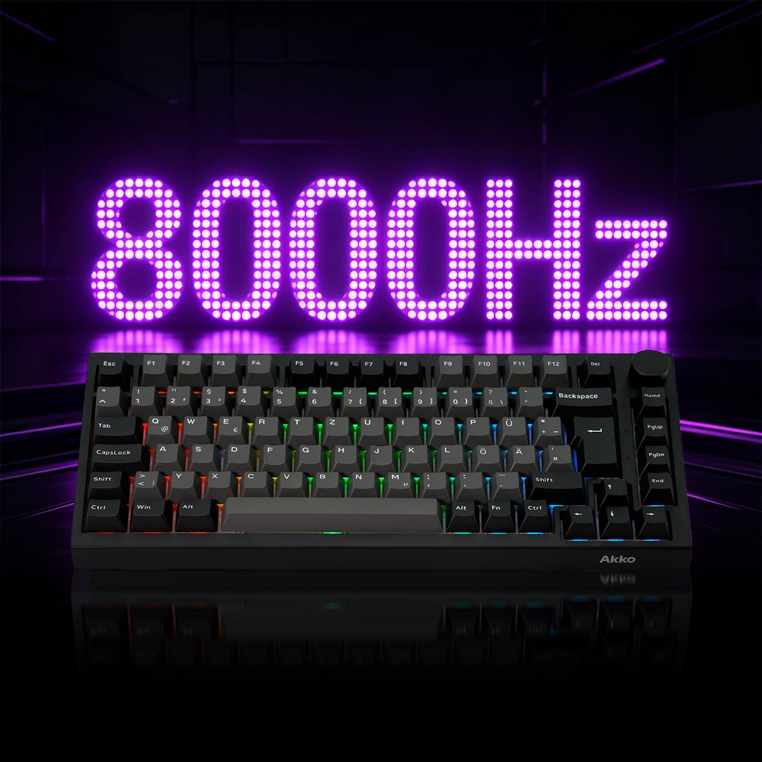 Akko Black Silver 5075 V5 ISO DE Magnetic Keyboard 8000Hz Polling Rate