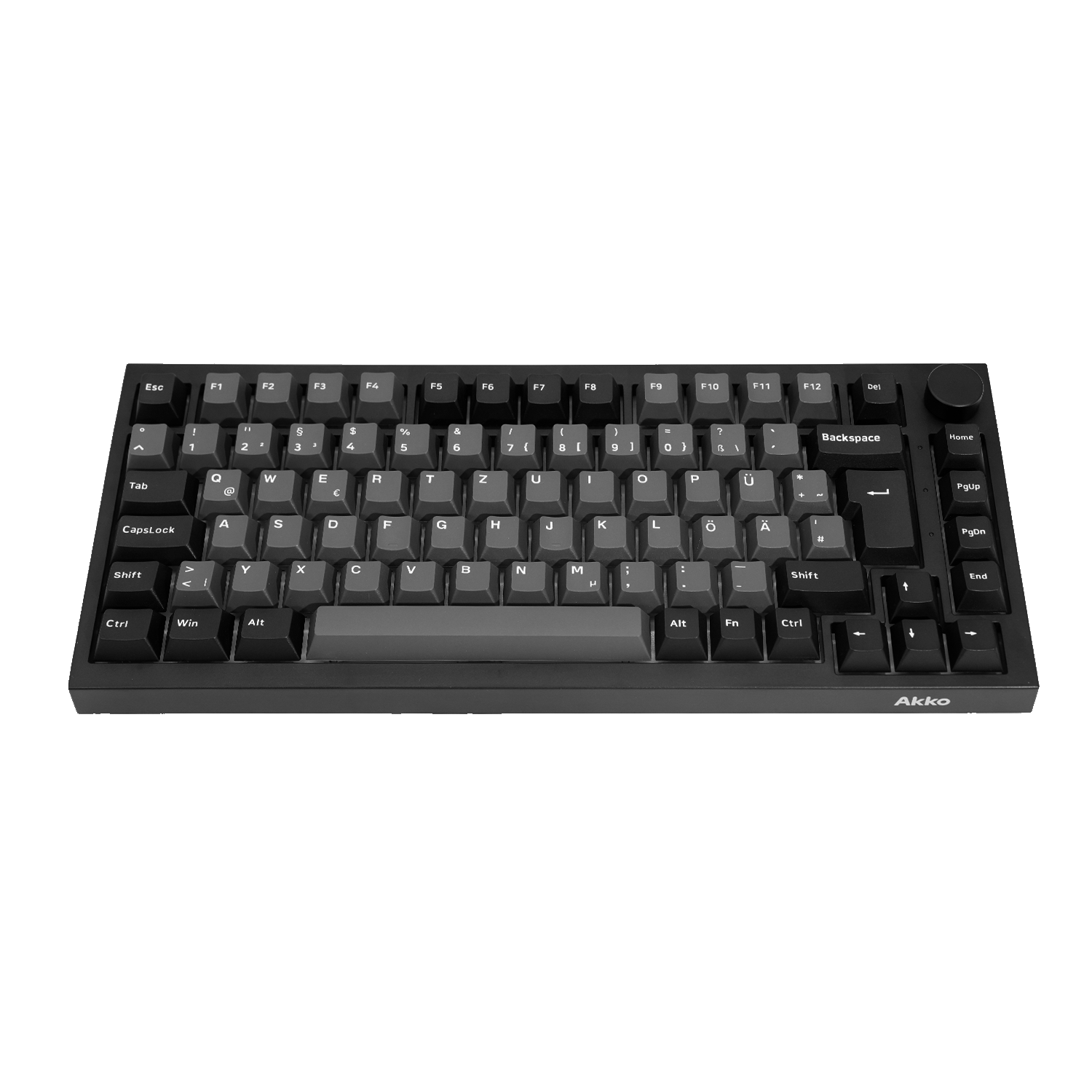 Akko 5075 V5 HE Black & Silver ISO-DE Keyboard Front Details