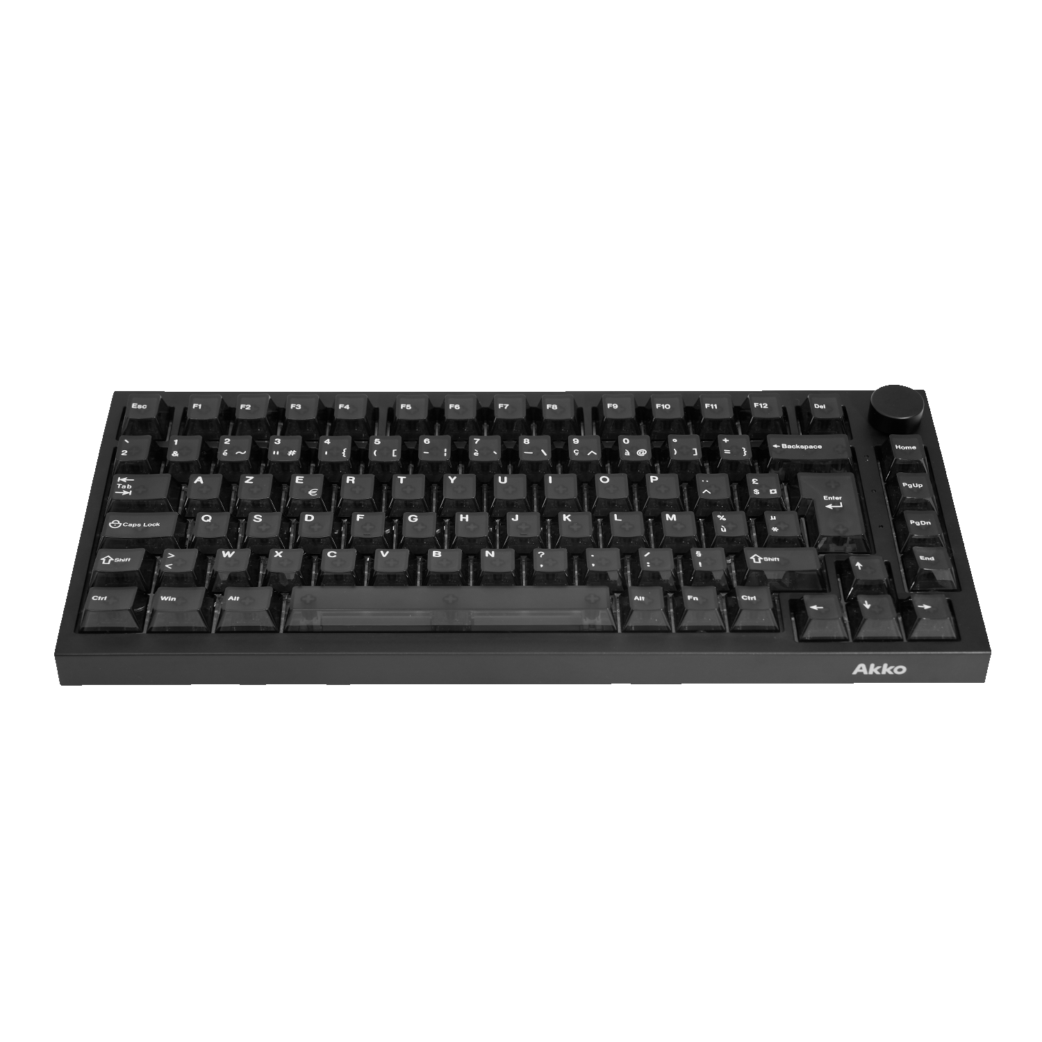 Akko 5075 V5 HE Black Transparent ISO-FR Keyboard Front Side