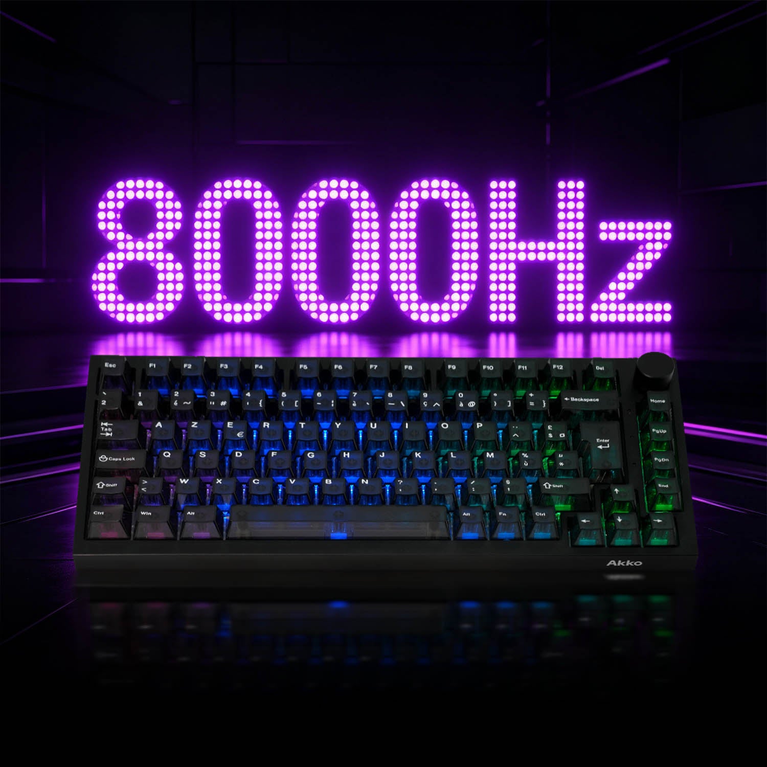Akko Black Transparent 5075 V5 ISO FR Magnetic Keyboard 8000Hz Polling Rate