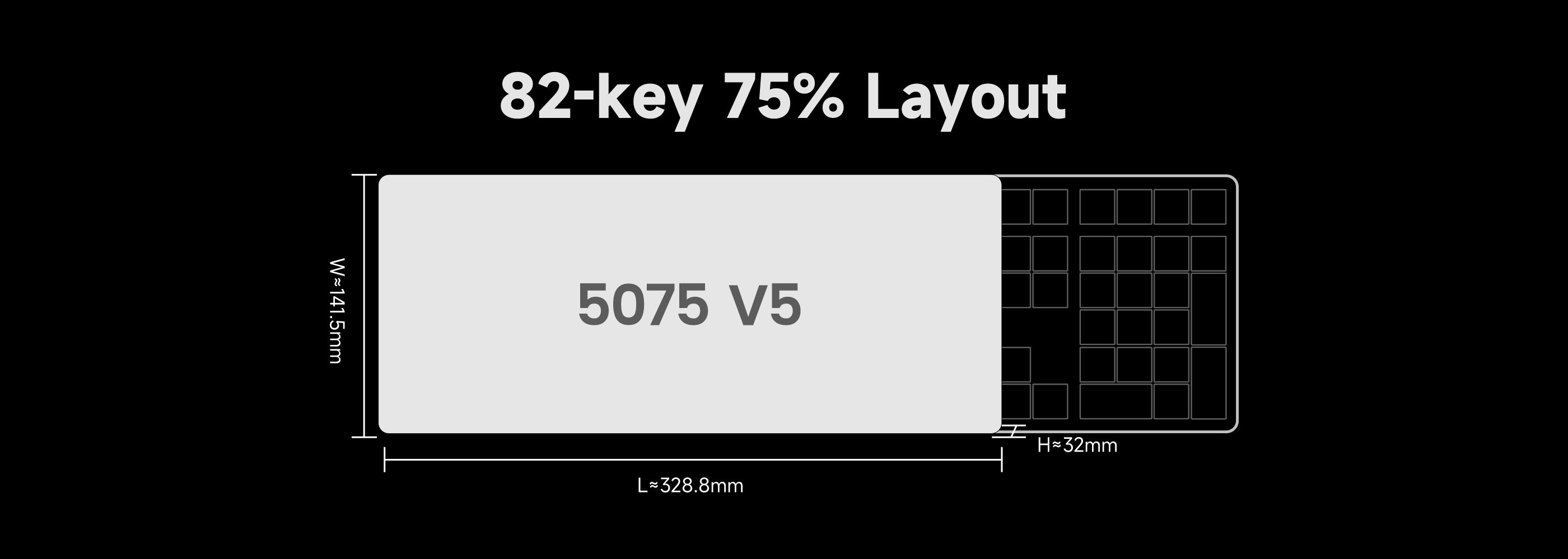 5075 V5 TMR Magnetic Keyboard Size