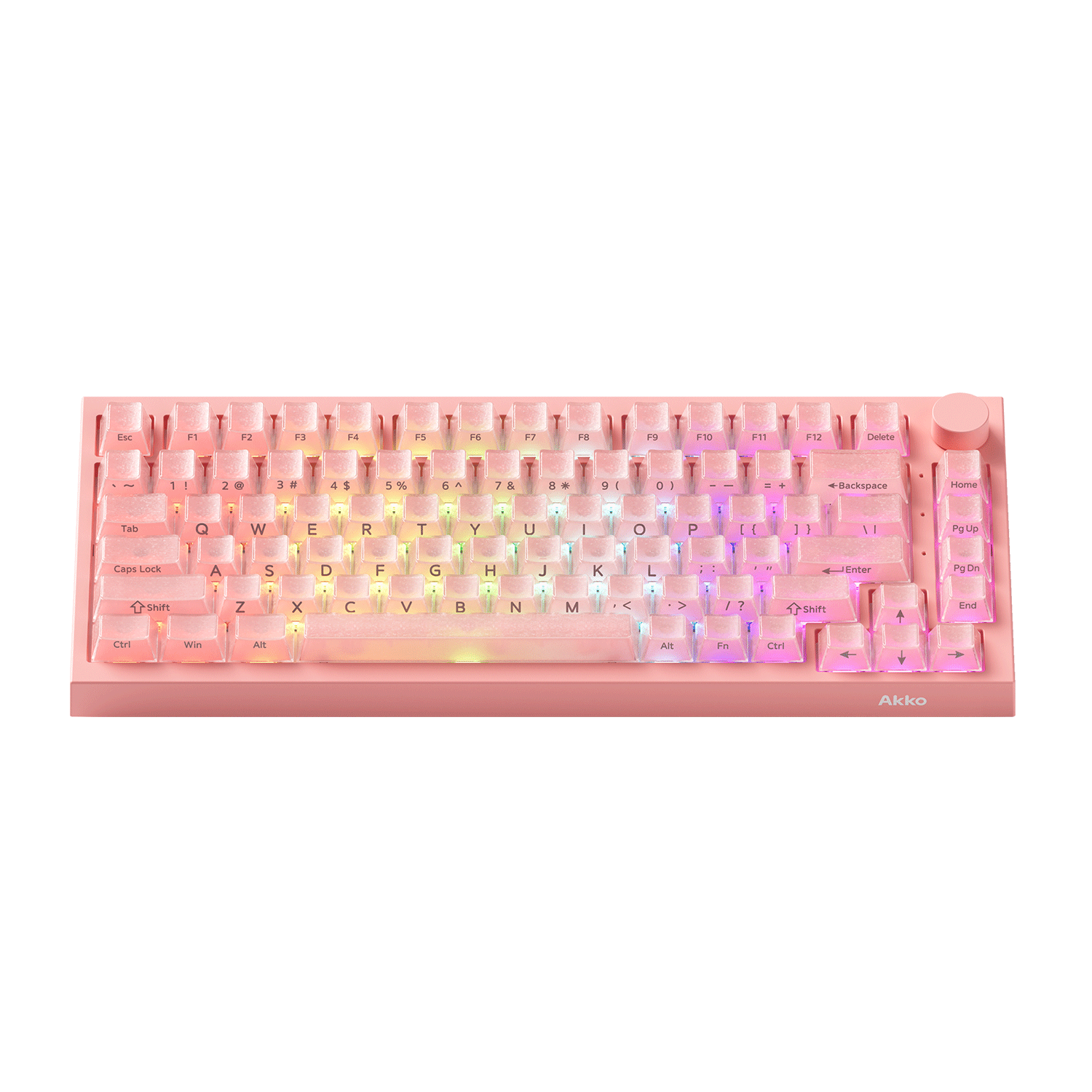 5075 V5 TMR Magnetic Keyboard Translucent Pink Carbon Fiber RGB Front Side