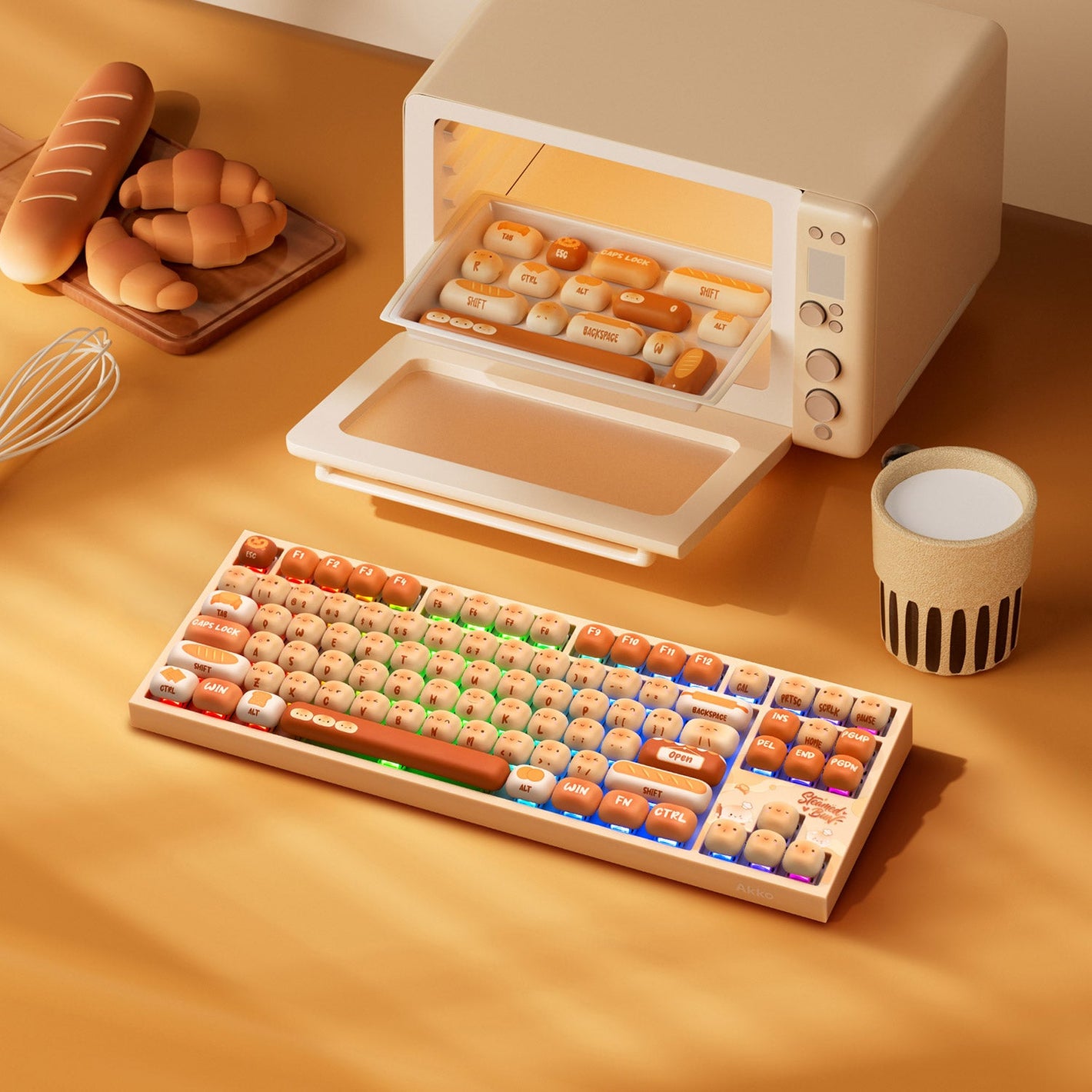 Akko Bun Wonderland 5087 V5 Keyboard With Bun Wonderland Background