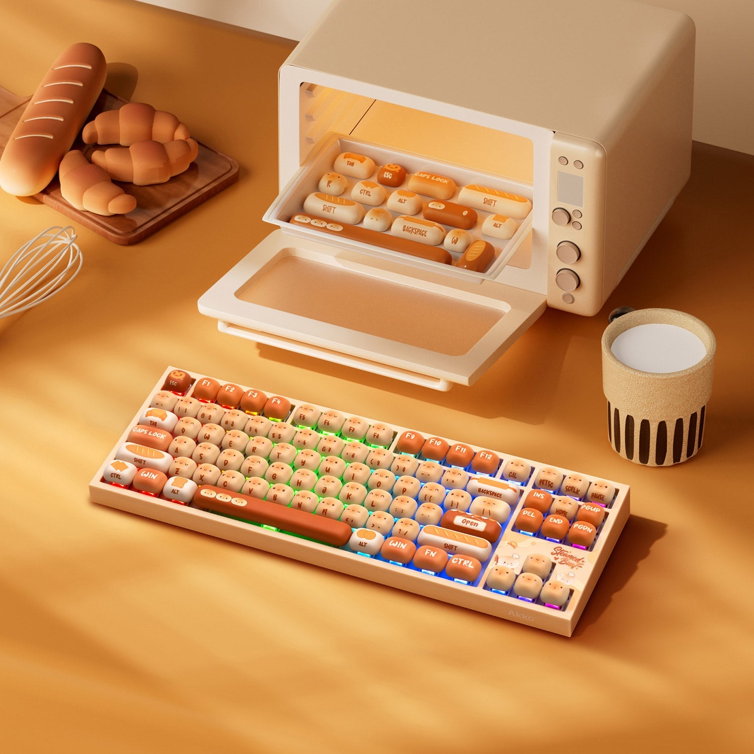 Akko Bun Wonderland 5087 V5 Keyboard With Bun Wonderland Background