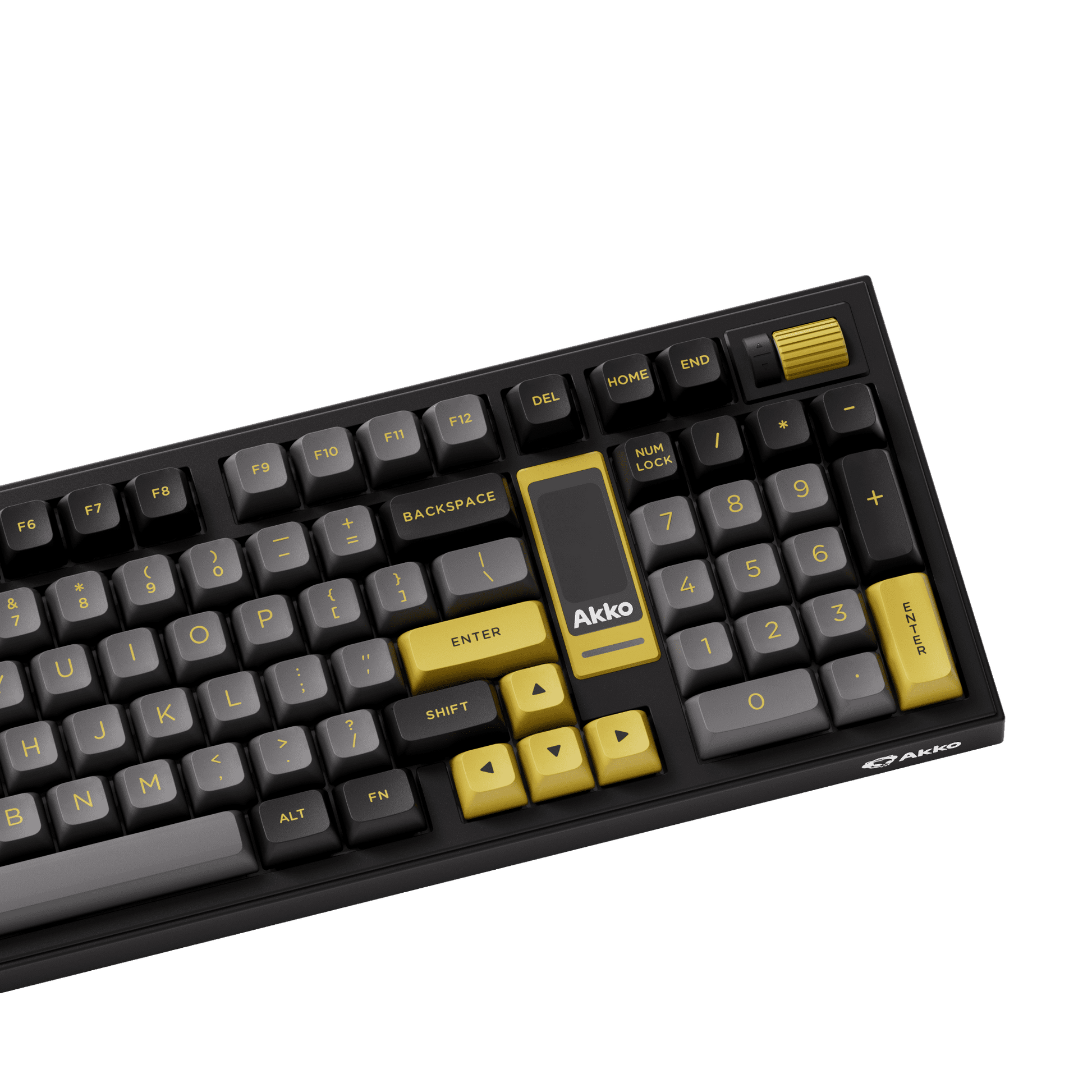 5098B Mechanical Keyboard with Screen Black Gold Theme ANSI Layout Keycap Details