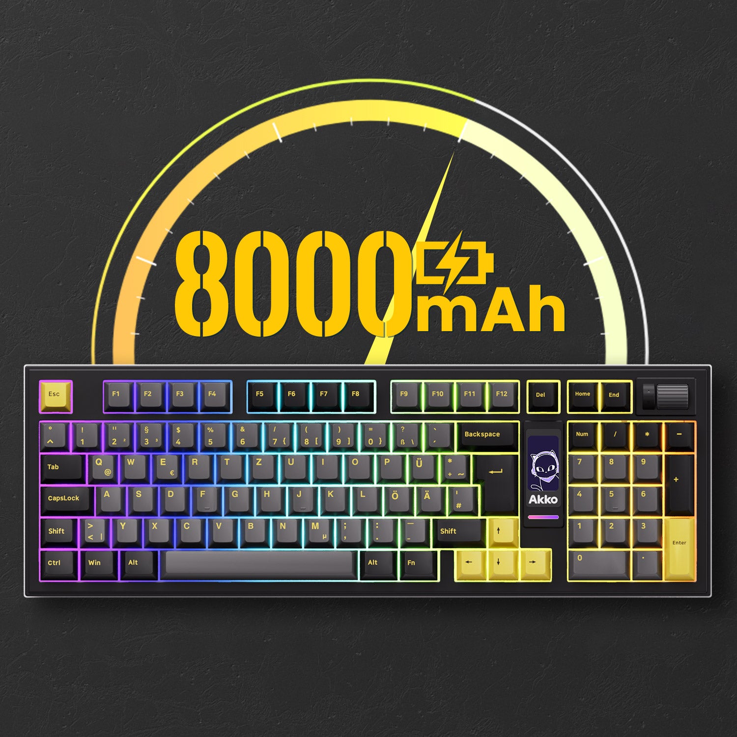 5098B Mechanical Keyboard with Screen 8000mAh Battery