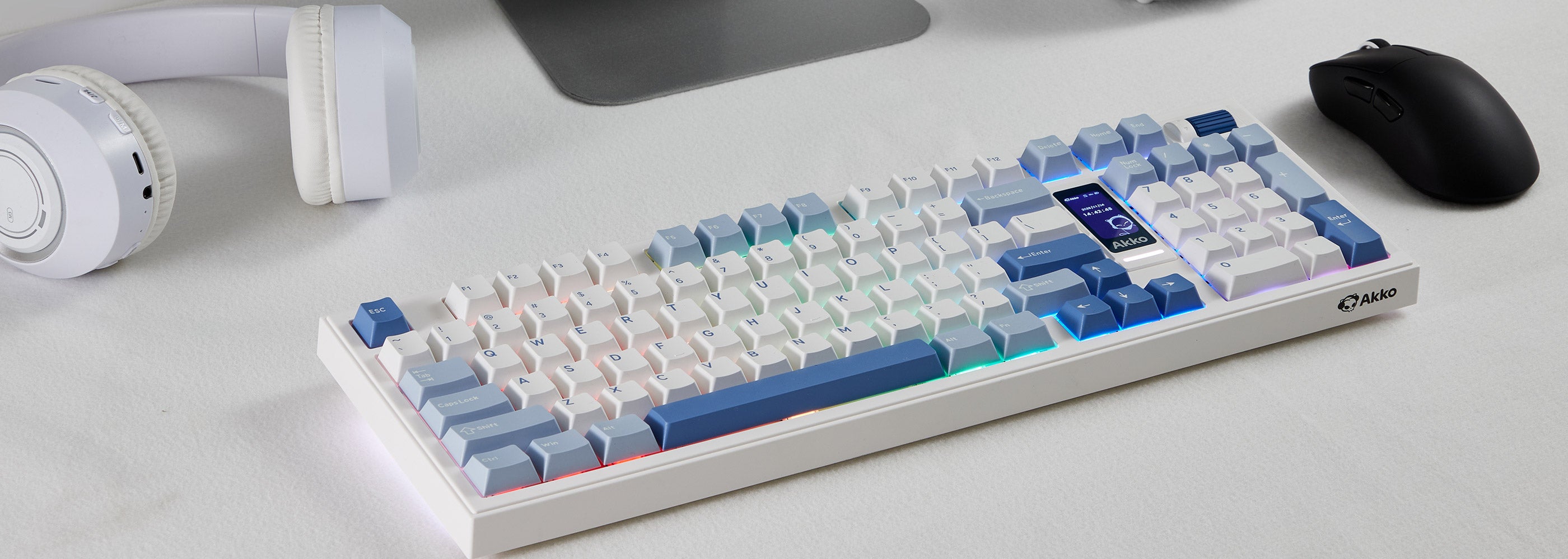 Akko 5098B Glacier Mechanical Keyboard on the Desk