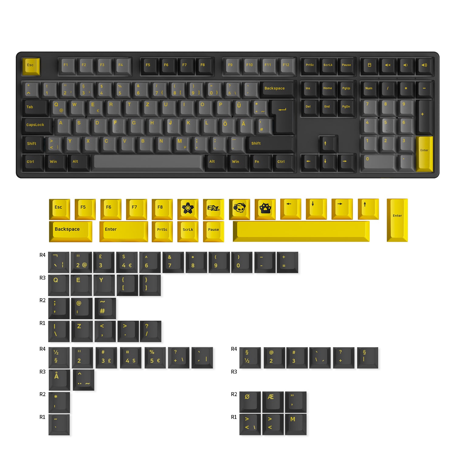 Black & Gold 5108B Plus ISO Tastatur Extra Tastenkappen