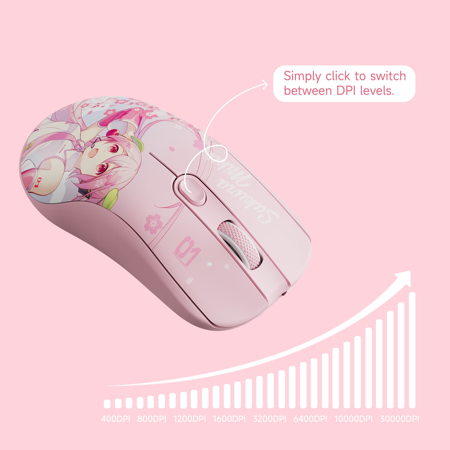 AG ONE 3950 Hatsune Miku Gaming Mouse Adjustable DPI Level