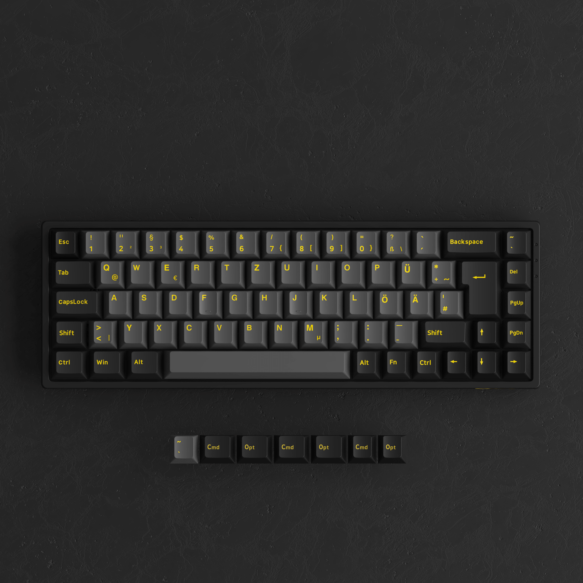 Black & Gold 3068B Plus ISO DE Keyboard with additiona Keycaps