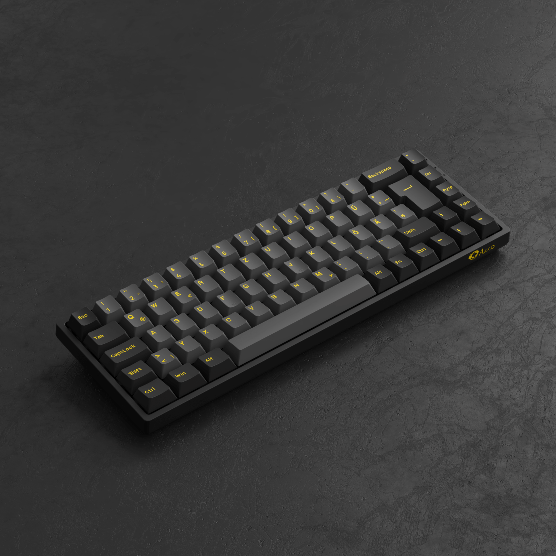 Black & Gold 3068B Plus ISO DE Keyboard Left Side Details