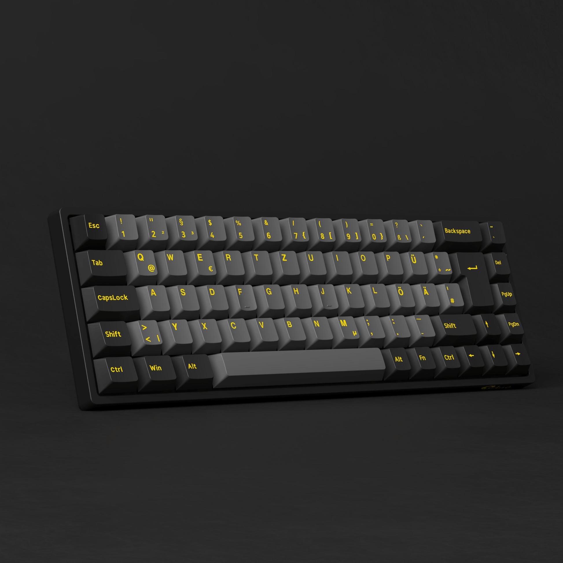 Black & Gold 3068B Plus ISO DE Keyboard Left Details