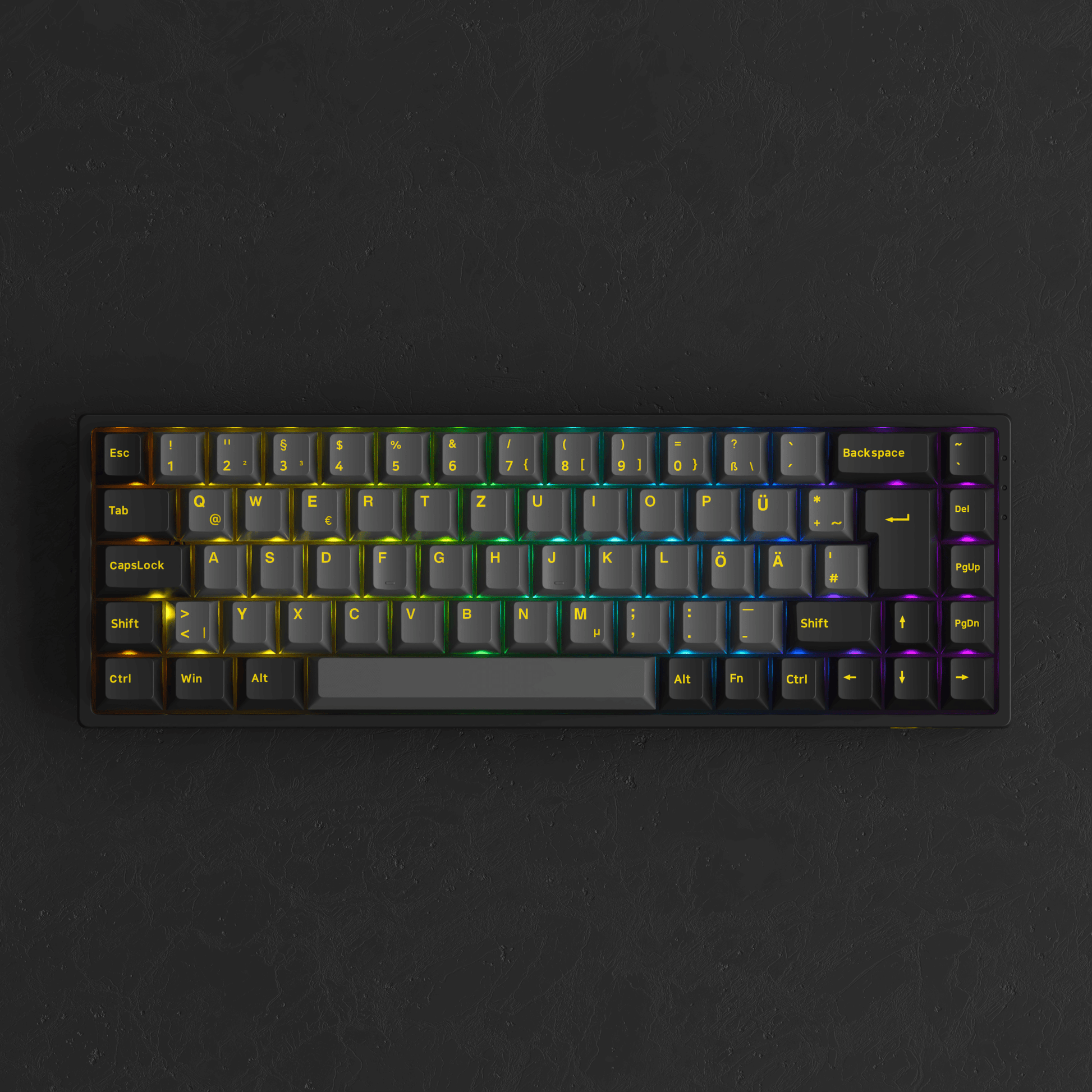 Akko 3068B Black Gold ISO DE Keyboard with RGB on