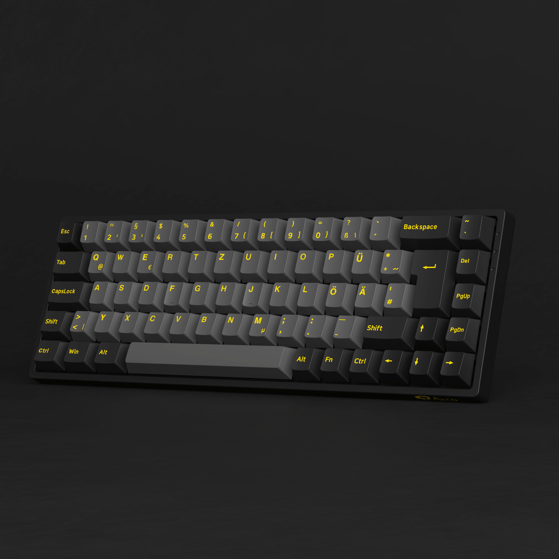 Akko 3068B Black Gold ISO DE Keyboard Right Standing Side