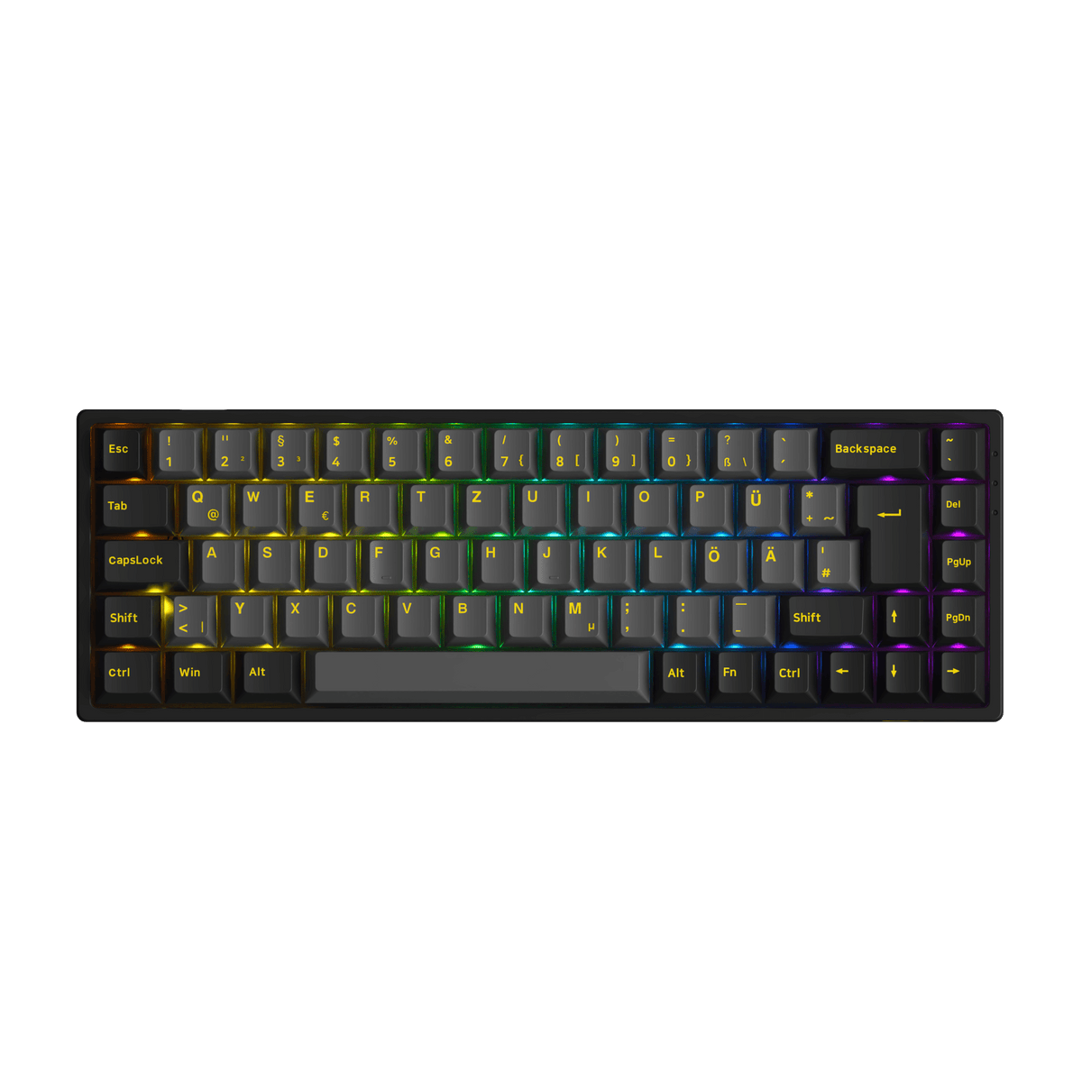 Black & Gold 3068B Plus ISO DE Keyboard with RGB on