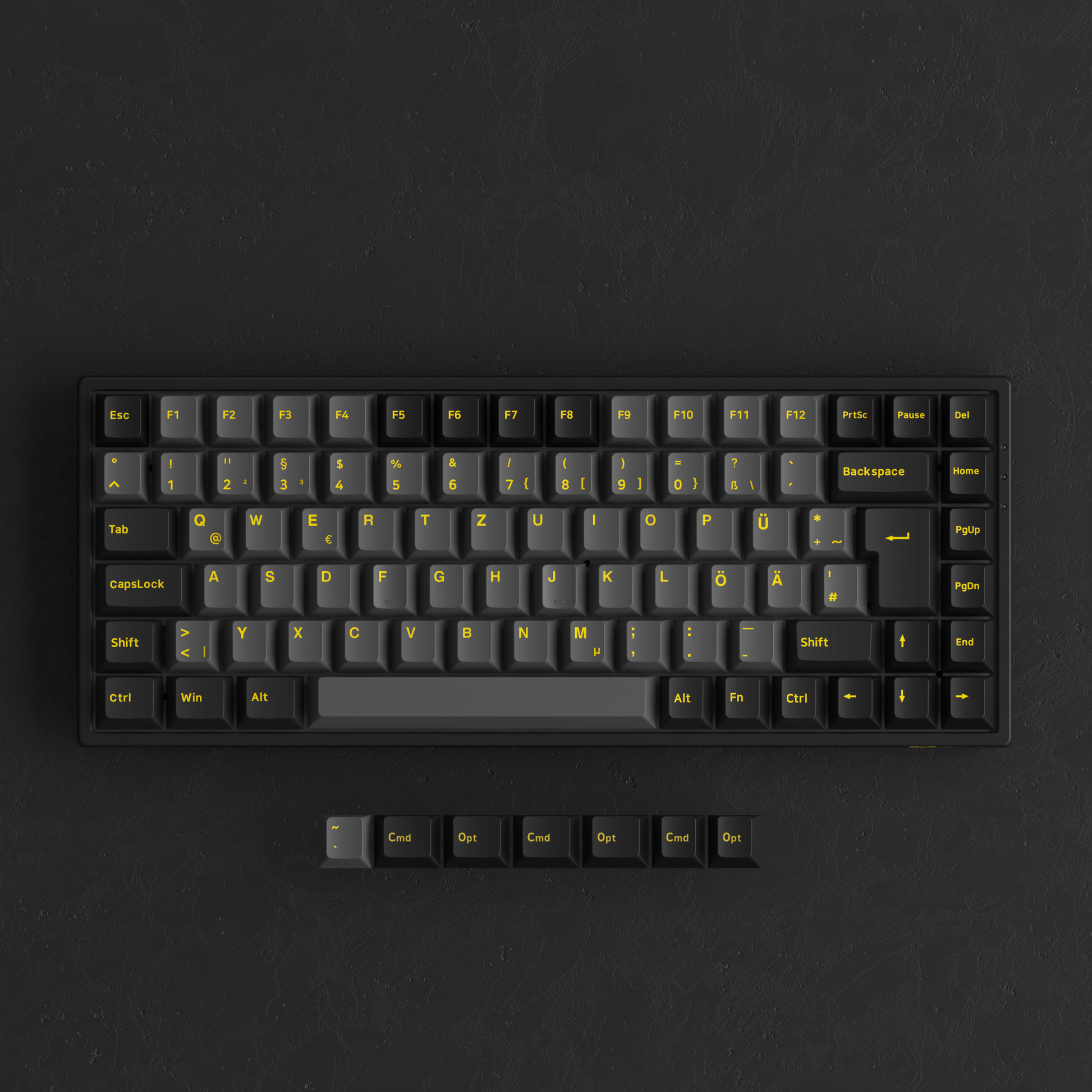 Black & Gold 3084B Plus ISO DE Keybaord with Additional Keys