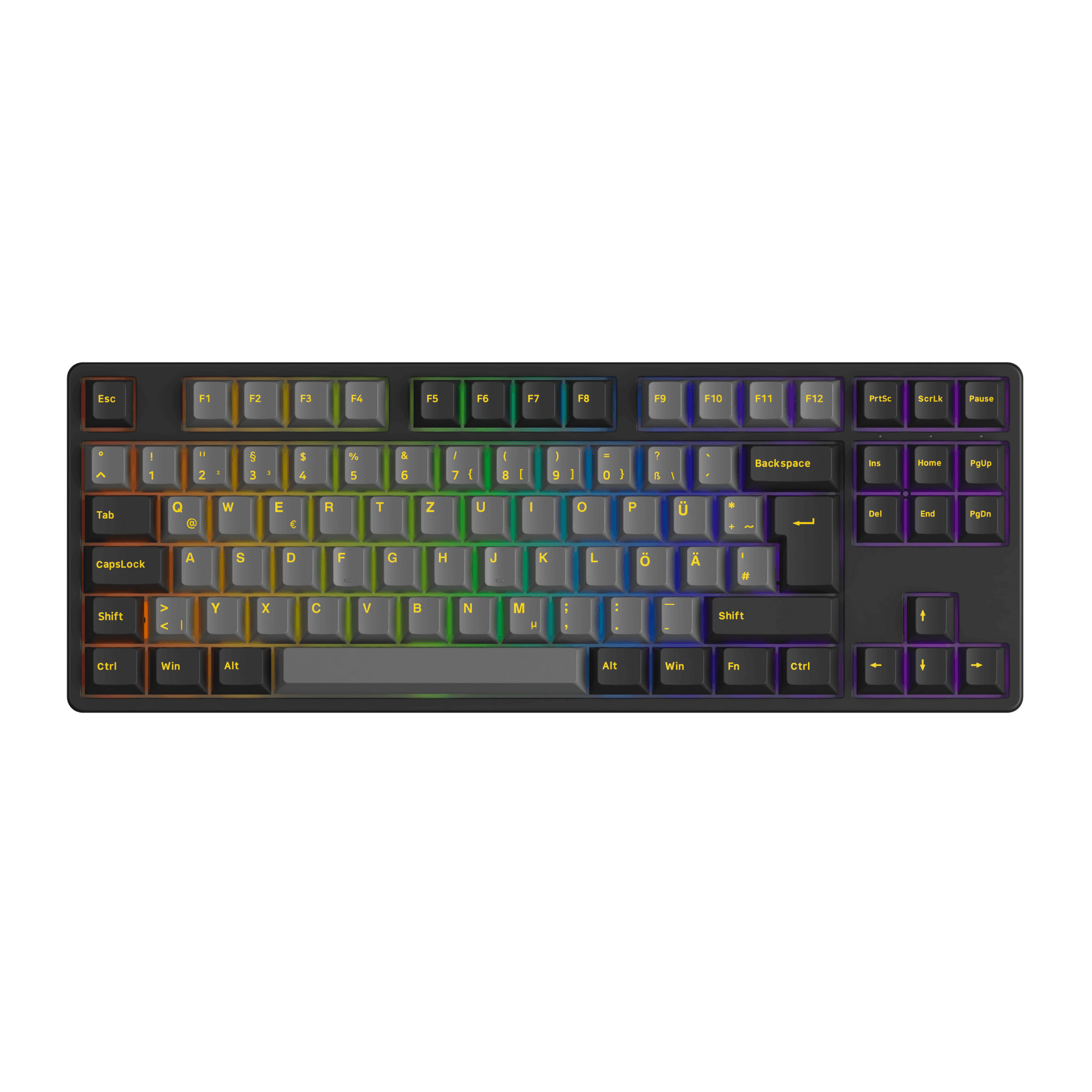 Akko Black & Gold 5087S ISO DE Keyboard with RGB on