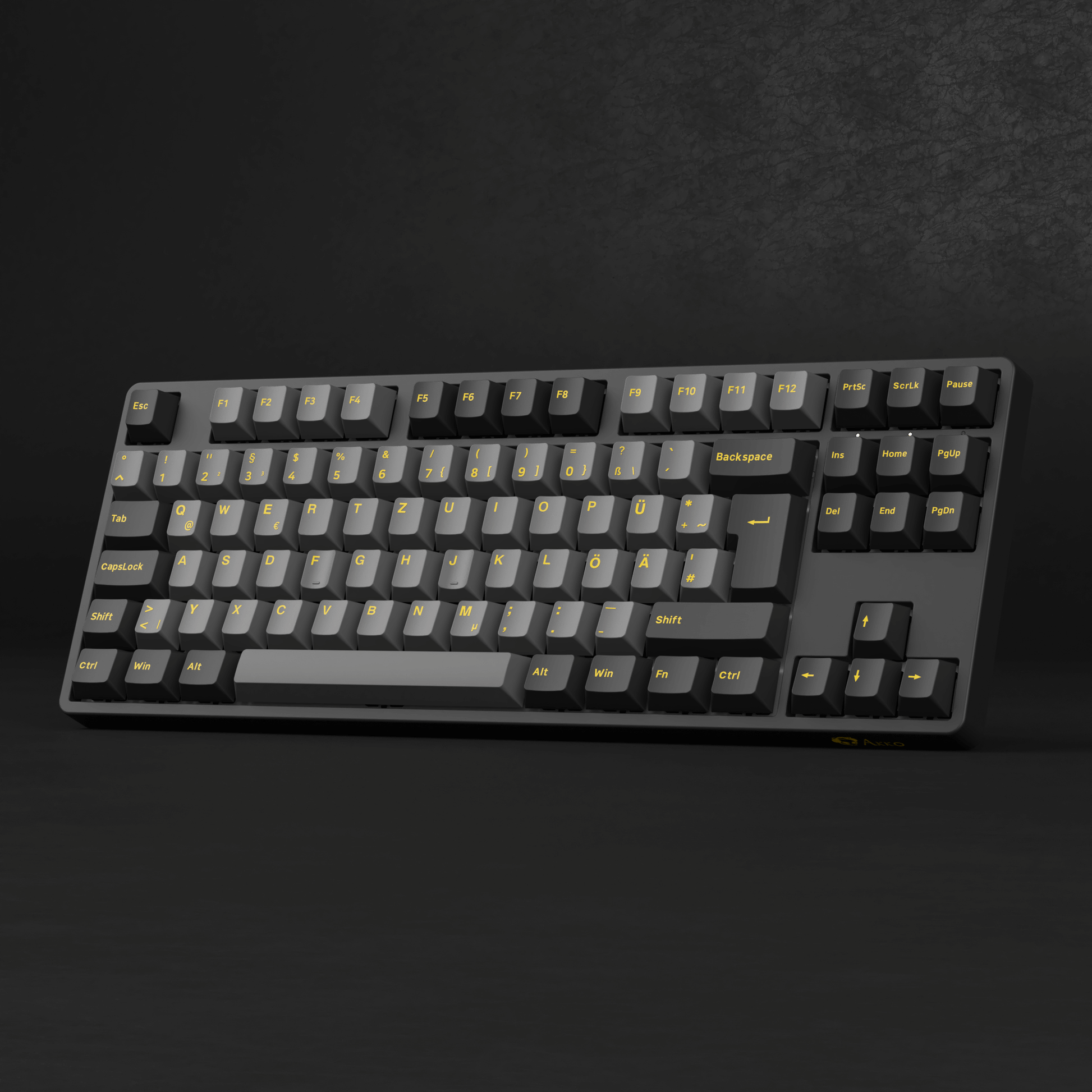 Akko Black & Gold 5087S ISO DE Keyboard Right Standing View