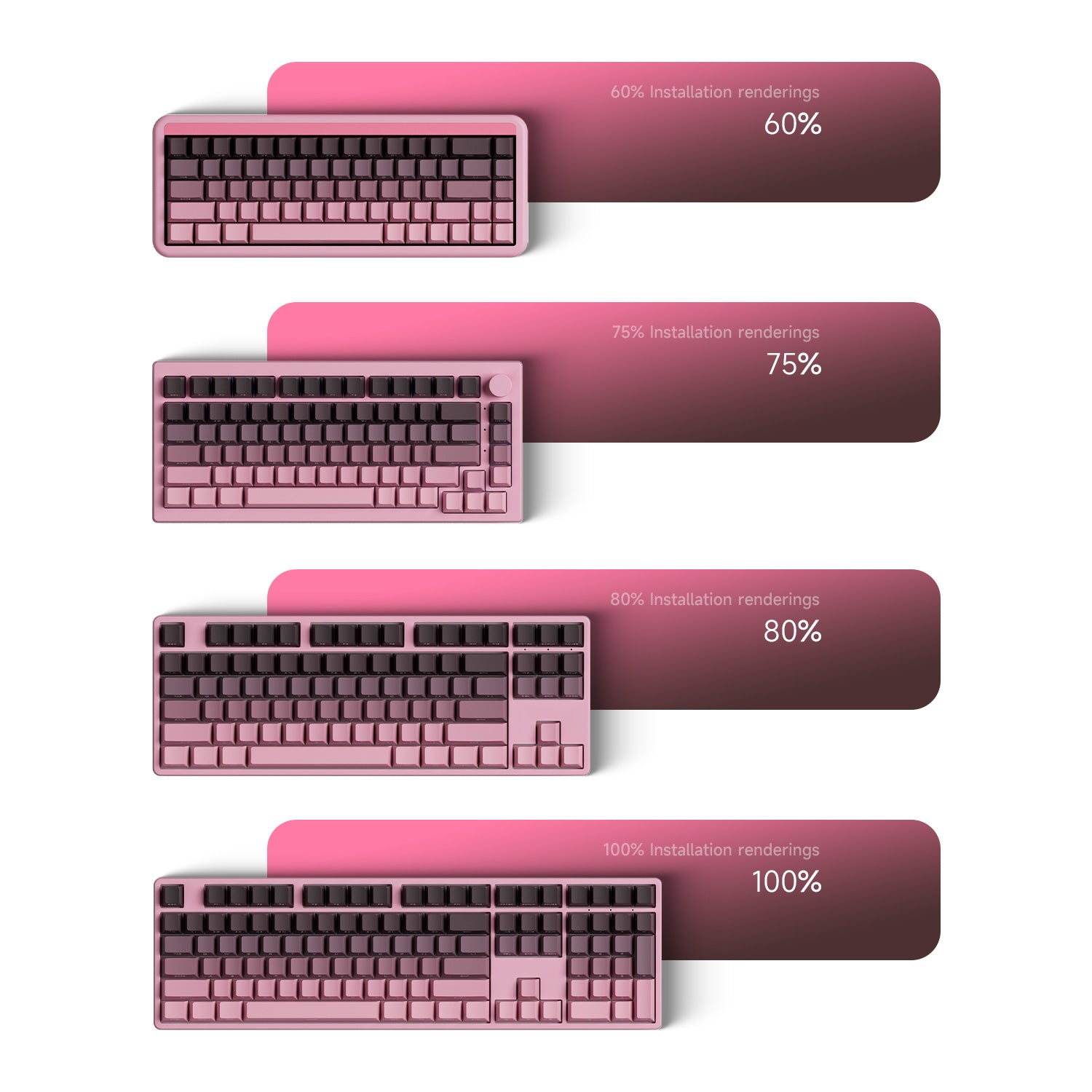 Akko Black & Pink Gradient Keycap Set Widely Compatibility