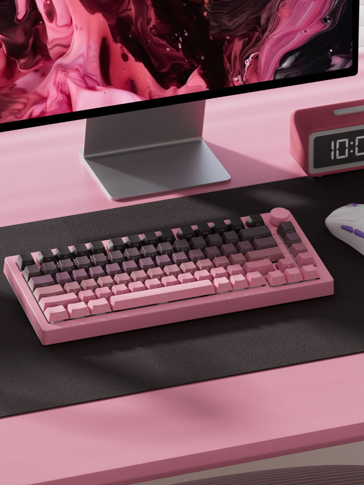 Akko Black & Pink Gradient Keycap Set Install on the Keyboard