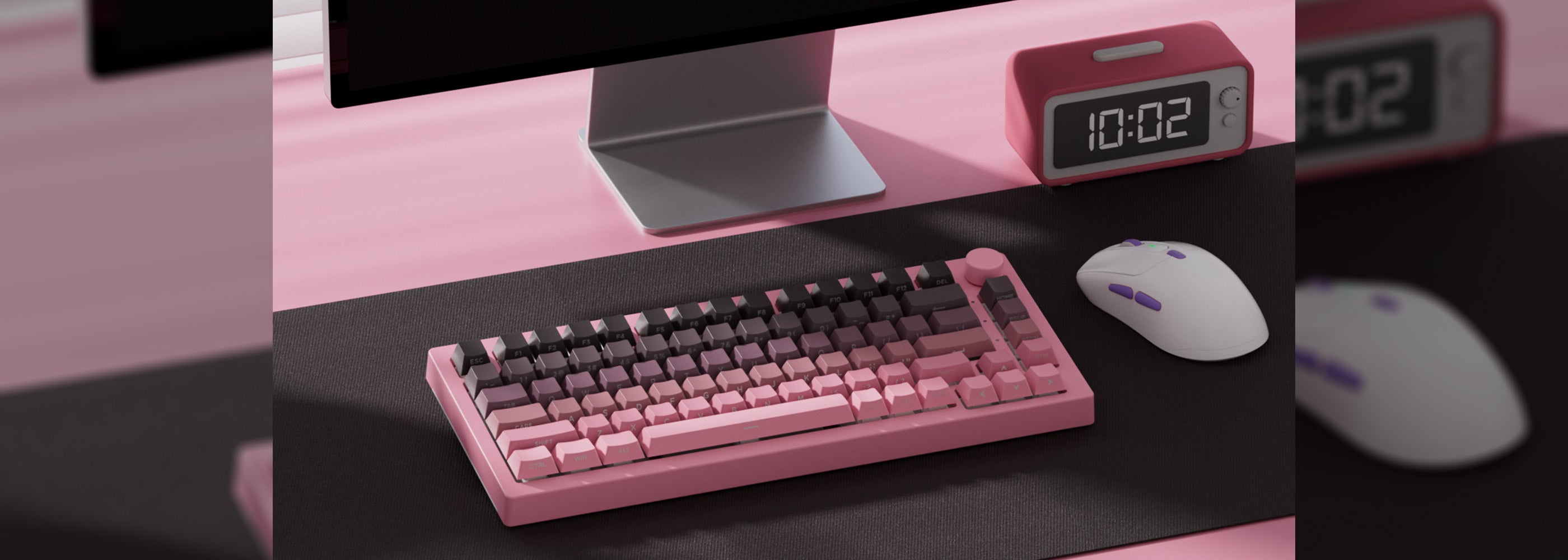 Akko Black & Pink Gradient Keycap Set Install on the Keyboard