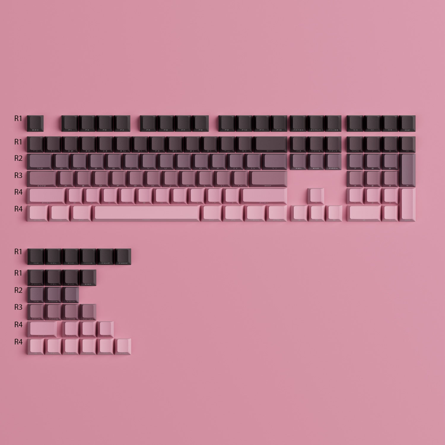 Akko Black & Pink Gradient Keycap Set Cherry Profile Row Height