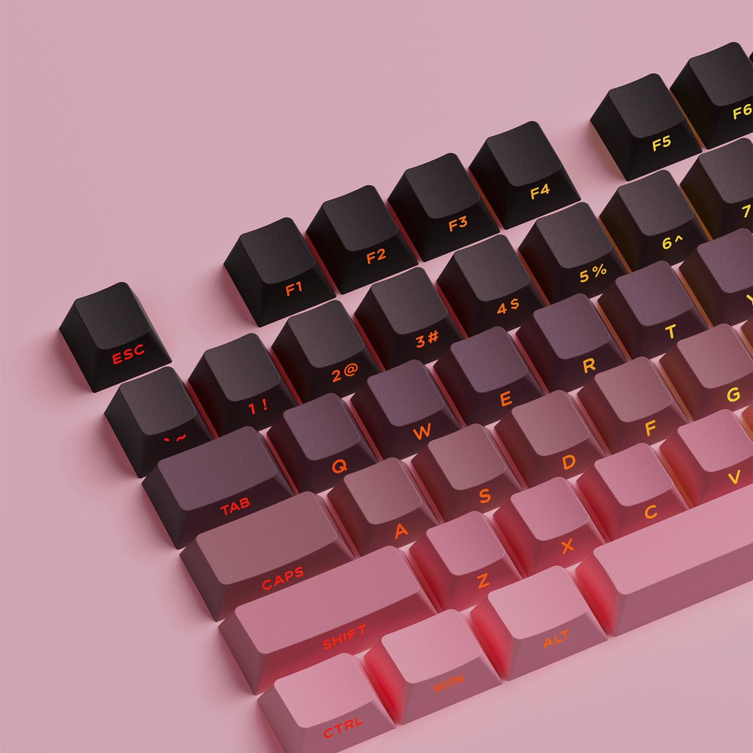 Akko Black & Pink Gradient Keycap Set Side Printed Shine Through