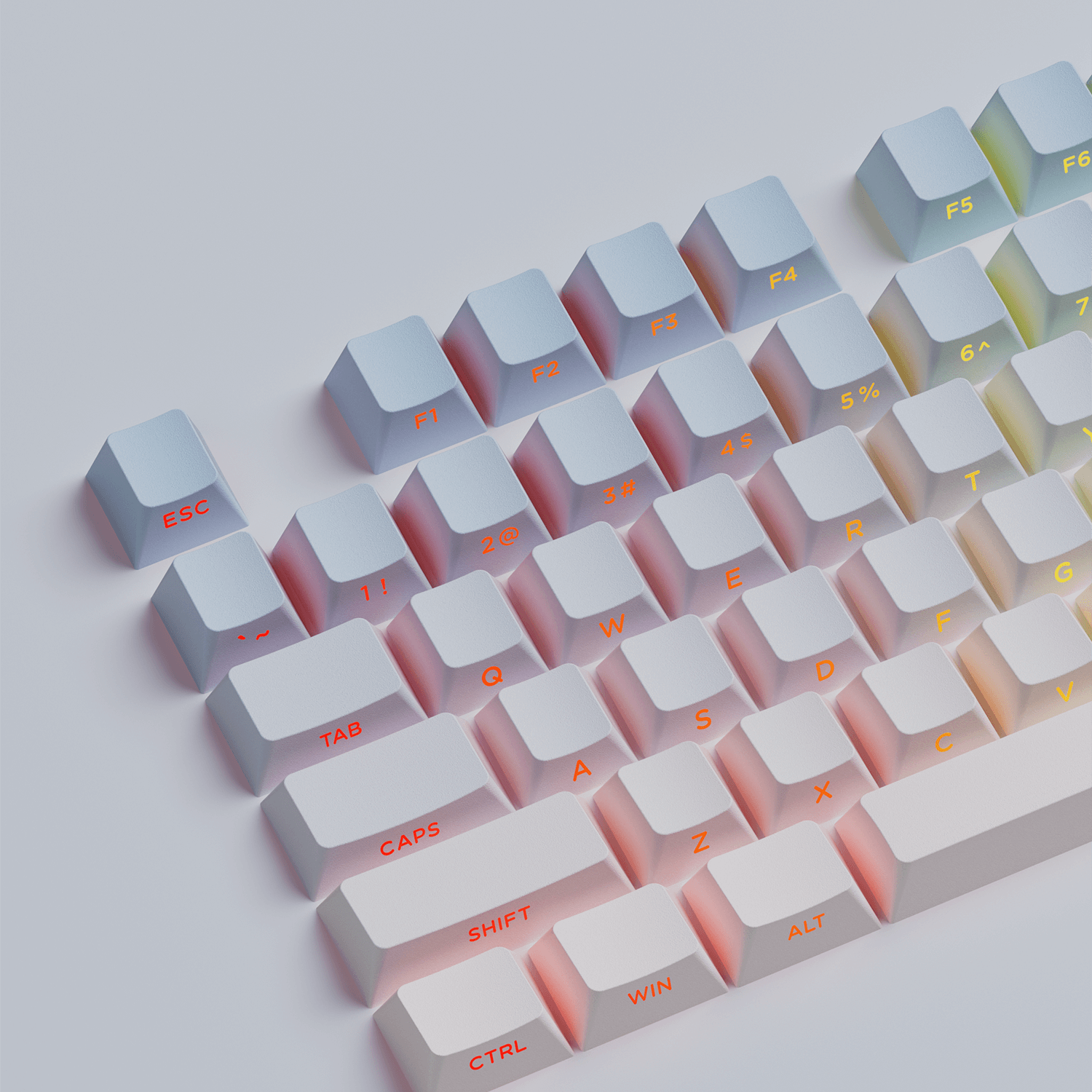 Akko Blue Gradient Keycap Set Shine Through Side Printed Keycaps
