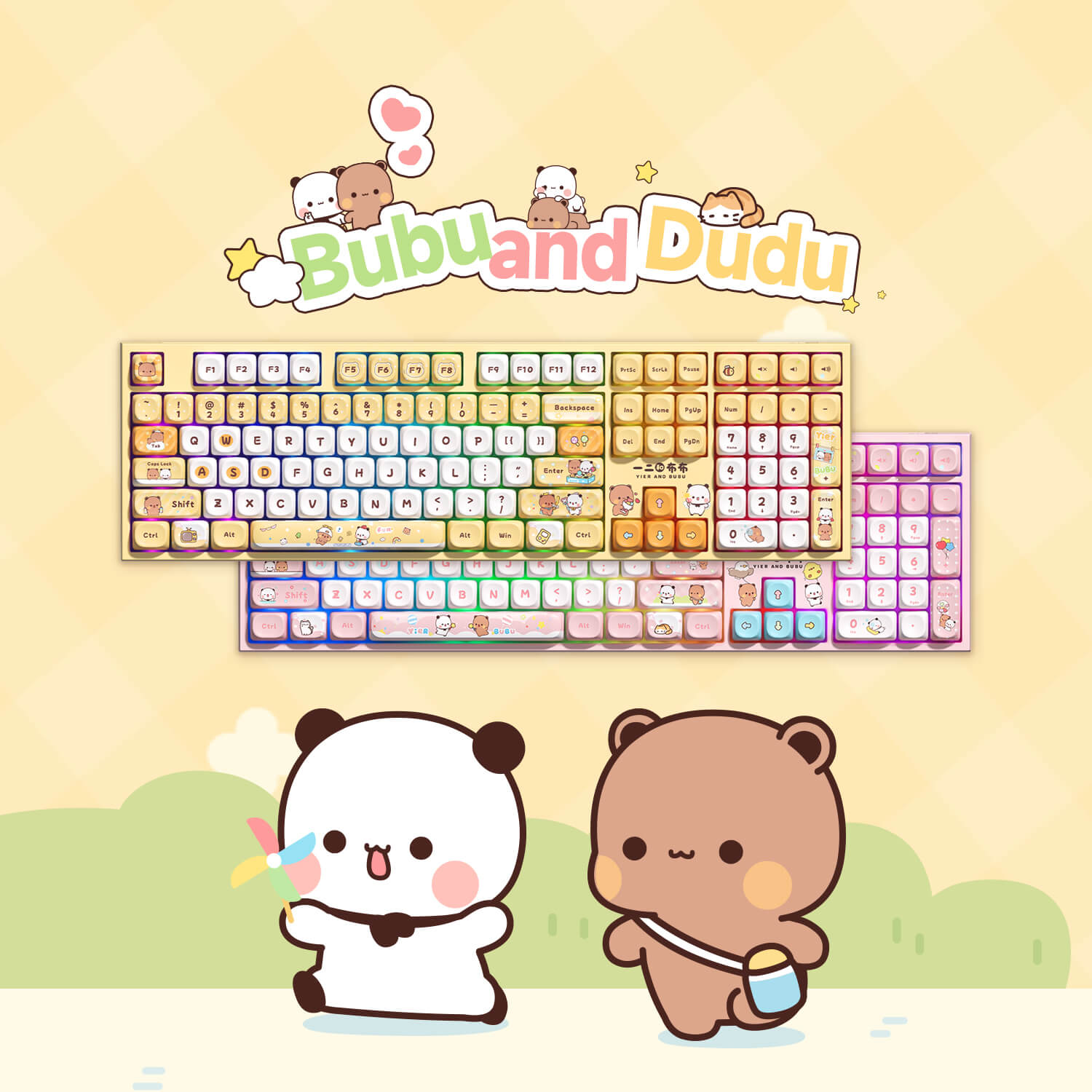 Akko Dudu and Bubu 5108 V5 Mechanical Keyboard with Dudu and Bubu Background